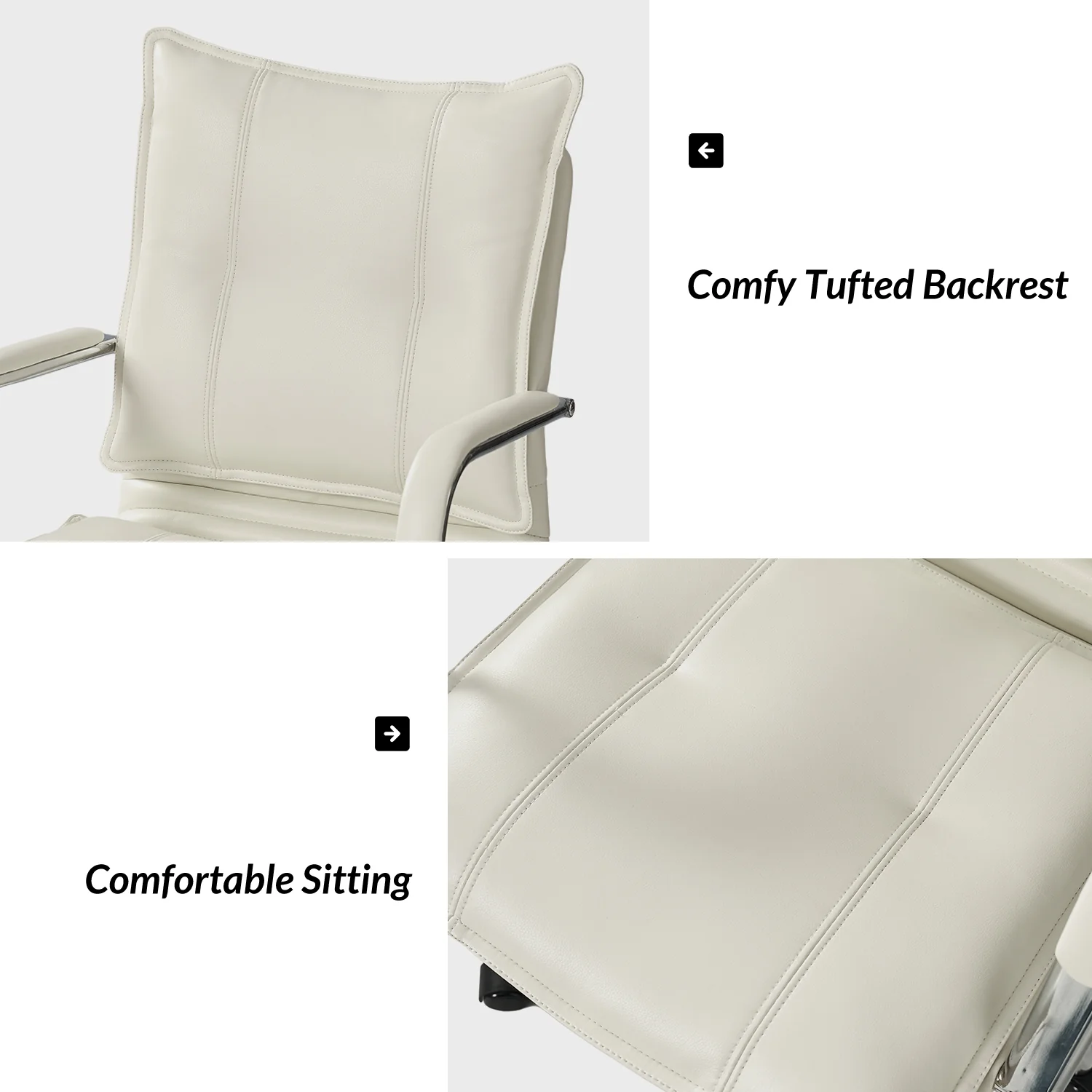 Leather Task Chair in White - Image 4