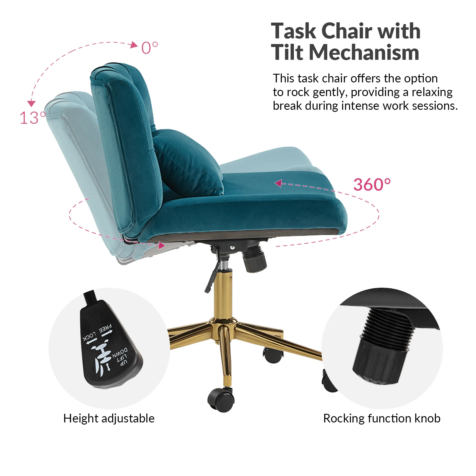 Violet Office Chair in Teal - Image 4