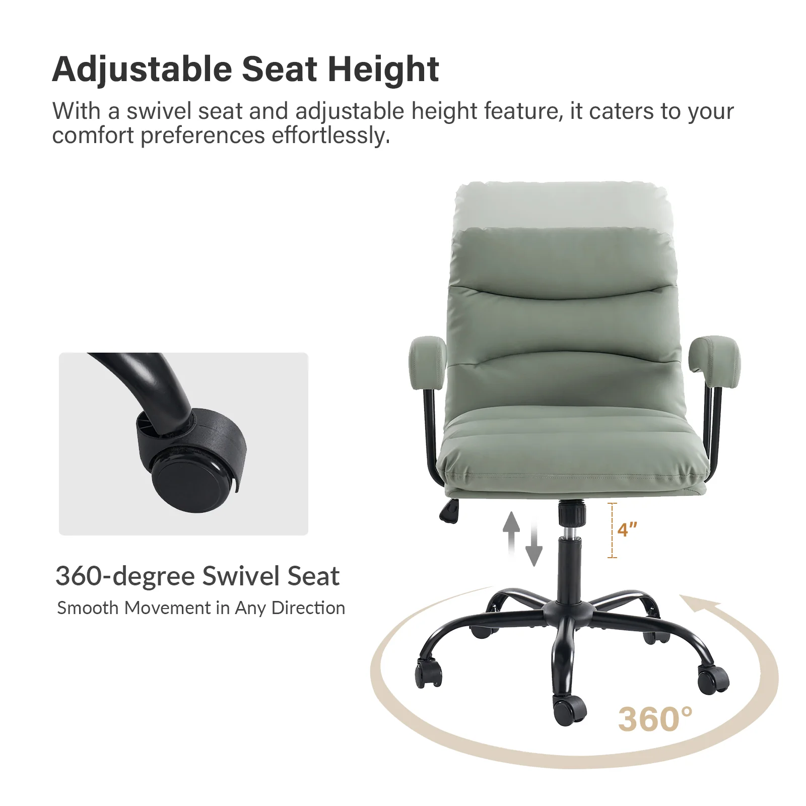 Sal Office Chair in Sage - Image 5