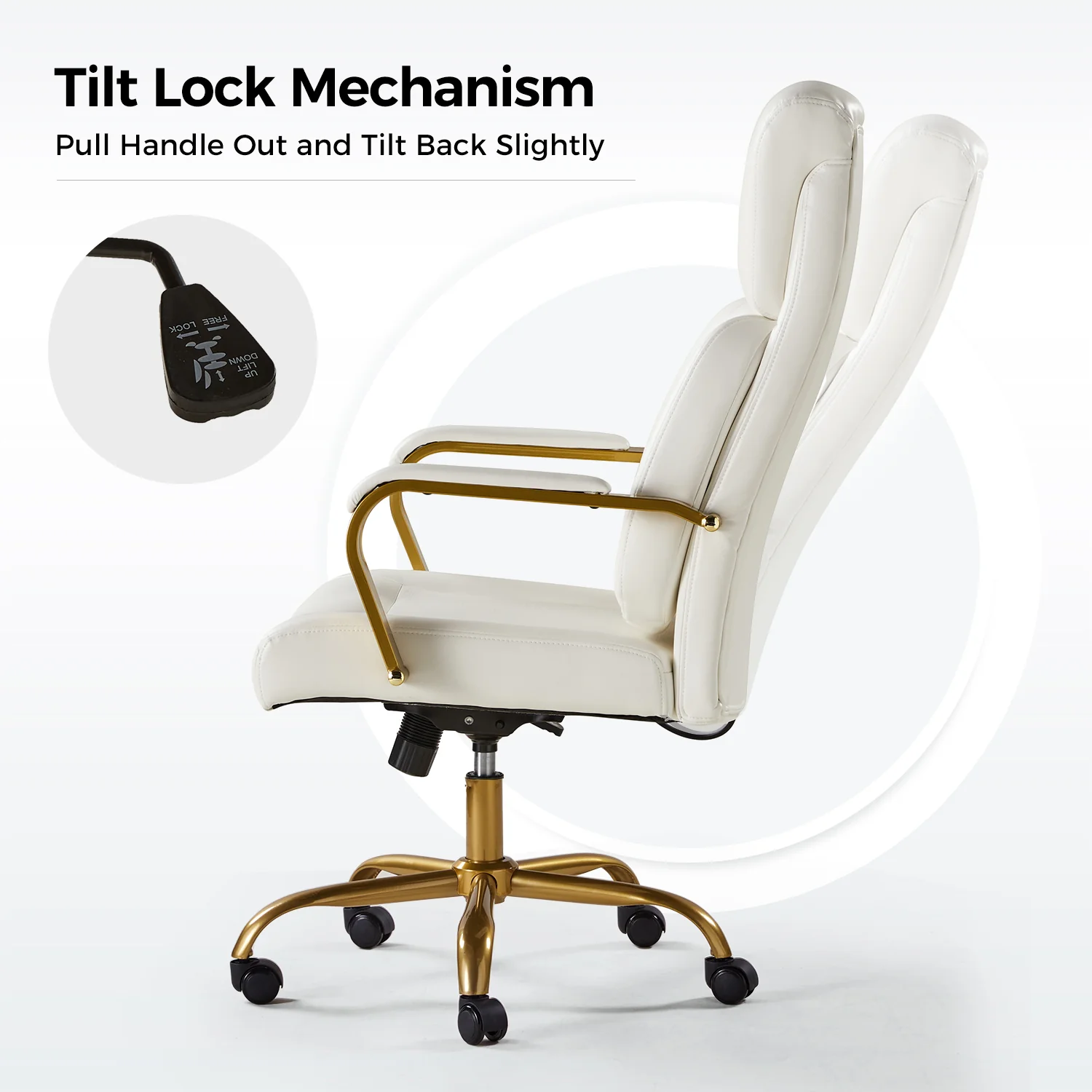 Bradford Ergonomic Office Chair with Lumbar Support in Ivory - Image 6