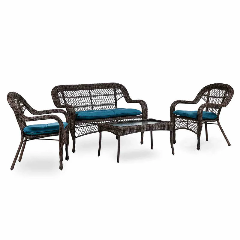 Oliveri Brown/Dark Teal 4 Pc. Wicker Conversation Set (9 Pack) - Image 2