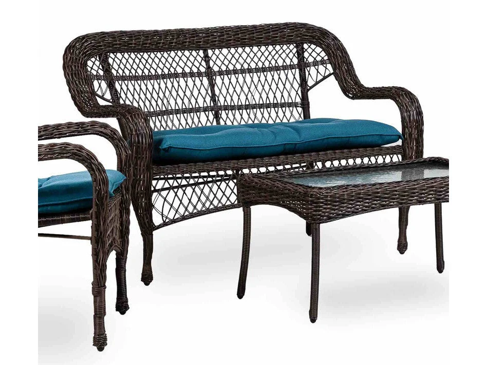 Oliveri Brown/Dark Teal Wicker Loveseat (9/Stack)