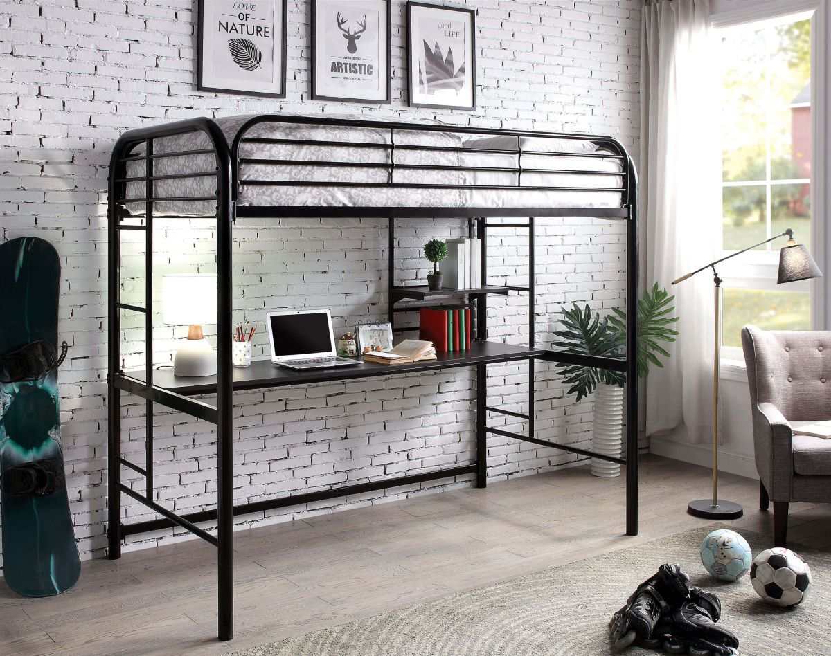 Opal III Black Twin Loft Bed - Image 2
