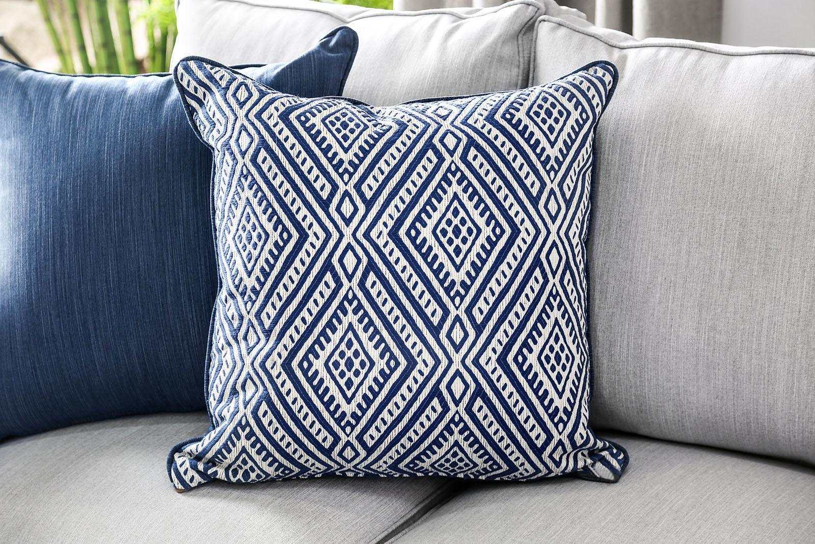 Ornella Light Gray & Blue L Shape Sectional Sofa - Image 7