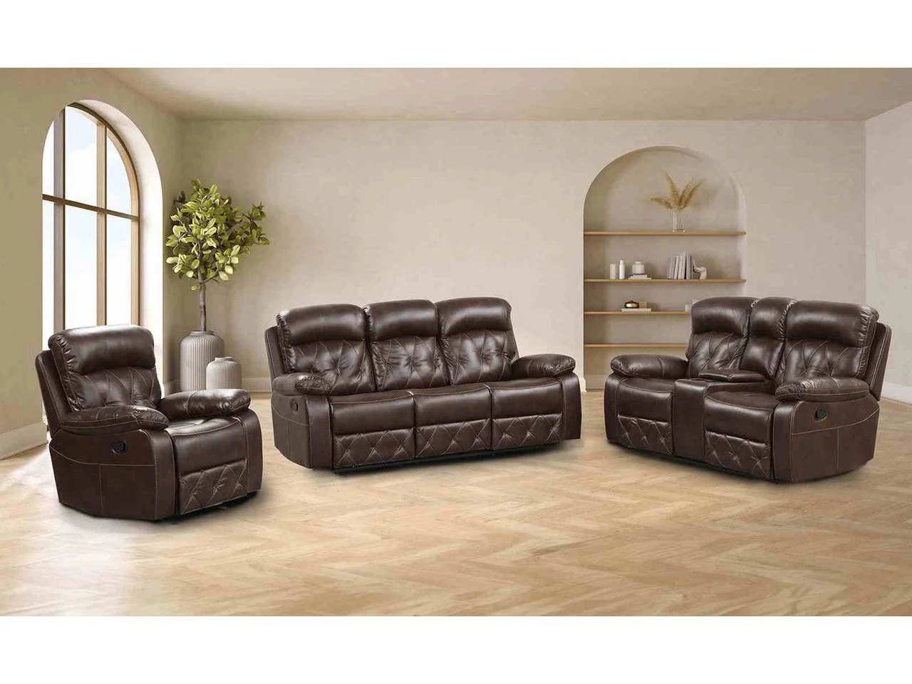 Osias Brown Sofa & Loveseat  and  Chair