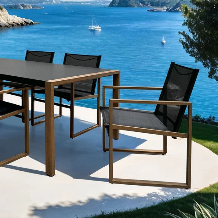 Oswego Black-Natural 7 Piece Outdoor Dining Set - Image 3