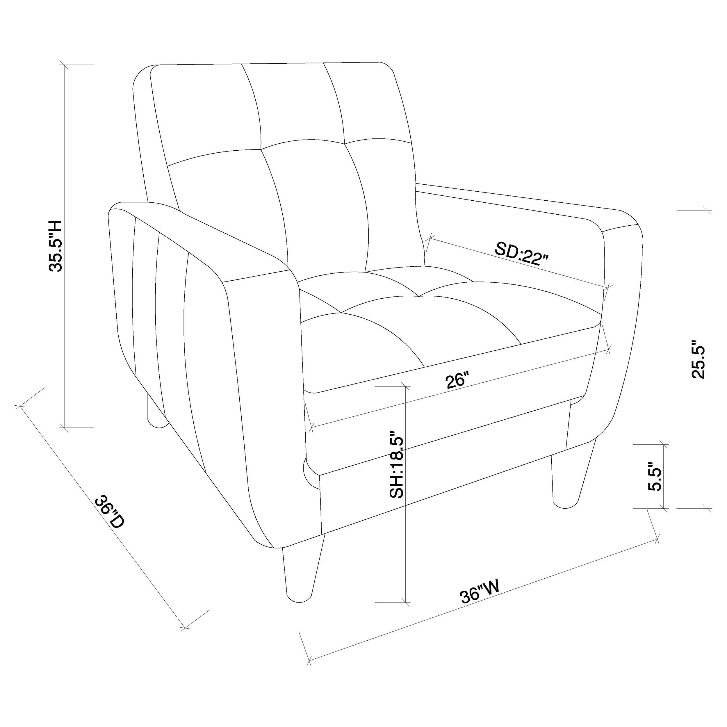 Aaron Upholstered Track Arm Tufted Accent Chair Black - Image 5