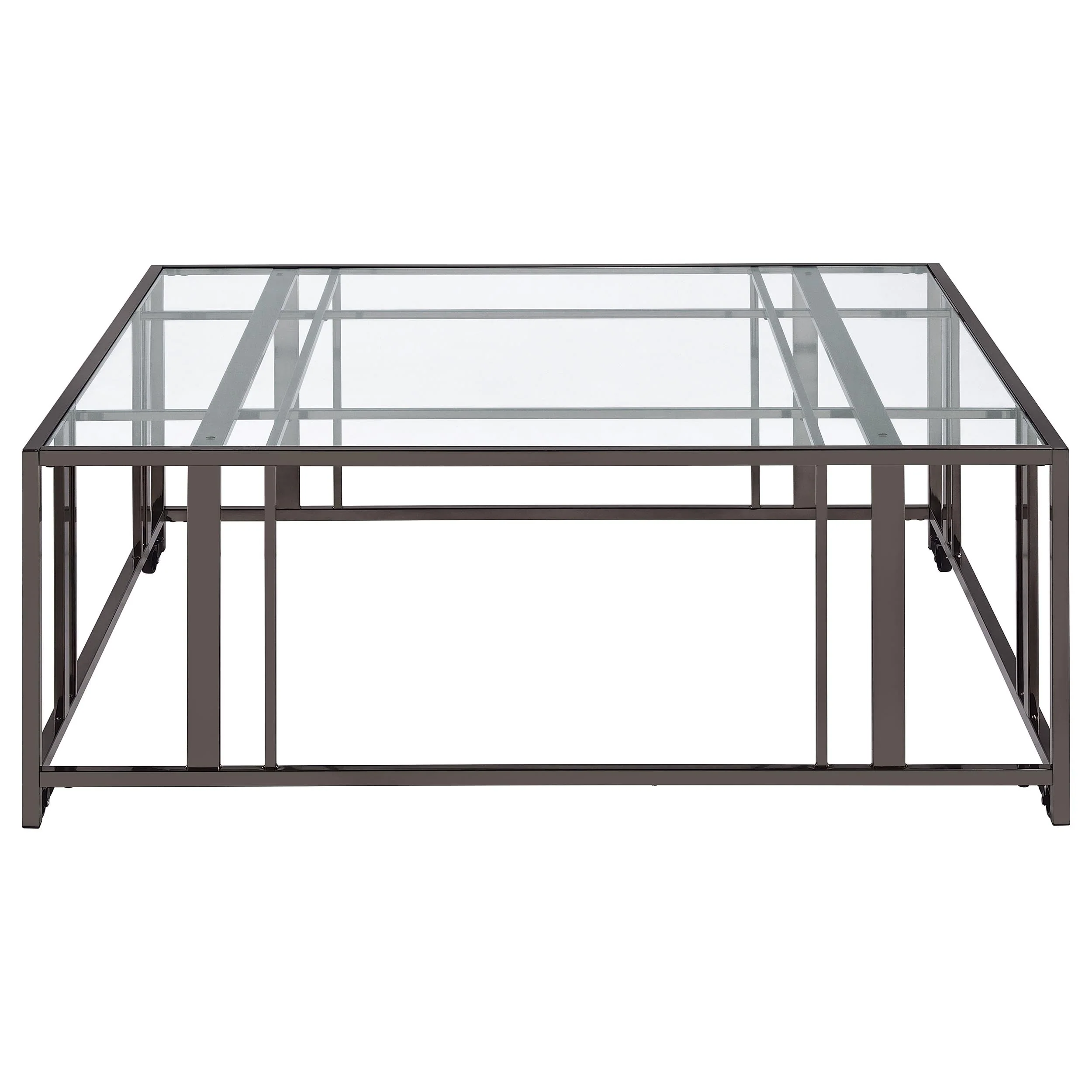 Adri Square Glass Top Coffee Table with Casters - Image 11