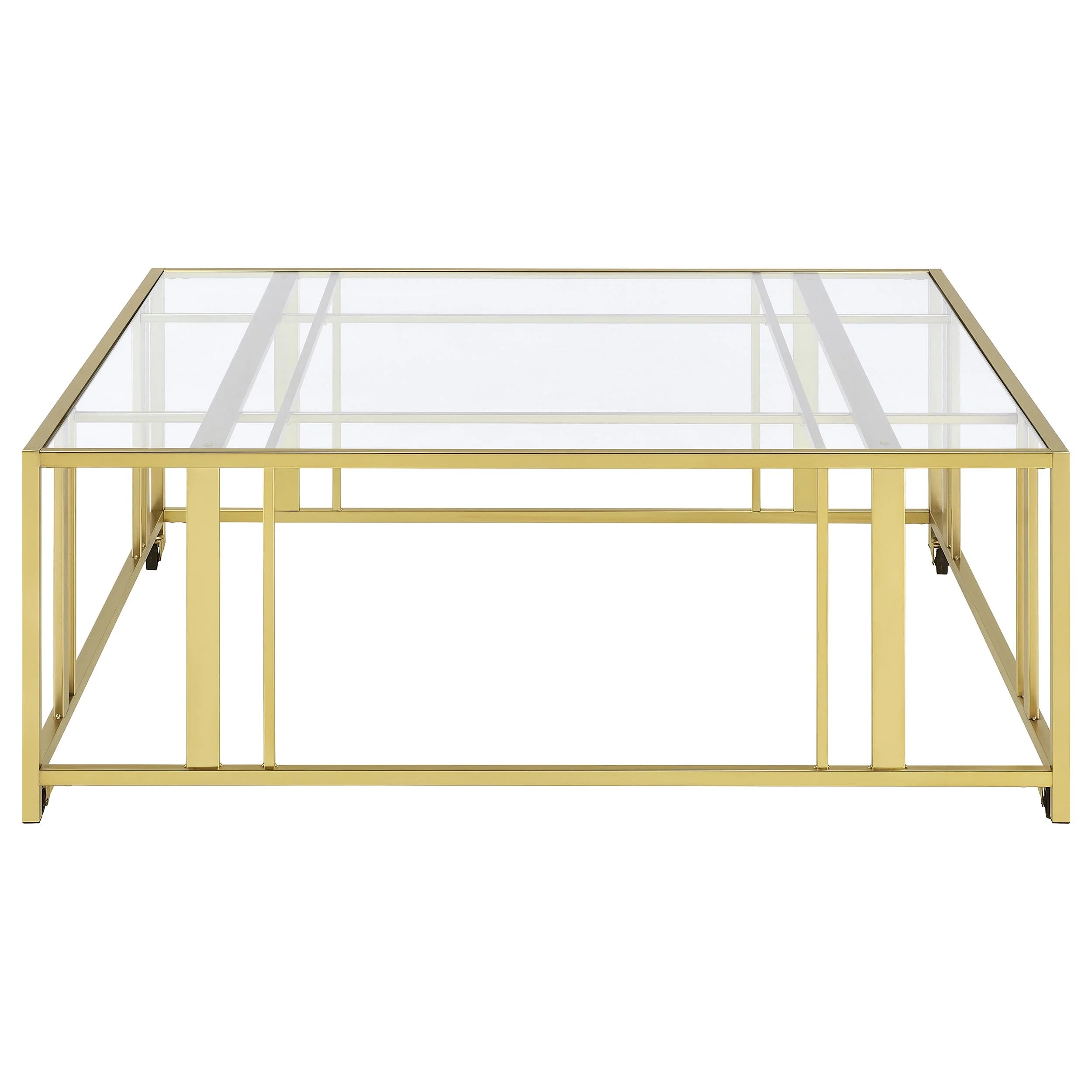 Adri Square Glass Top Coffee Table with Casters - Image 12