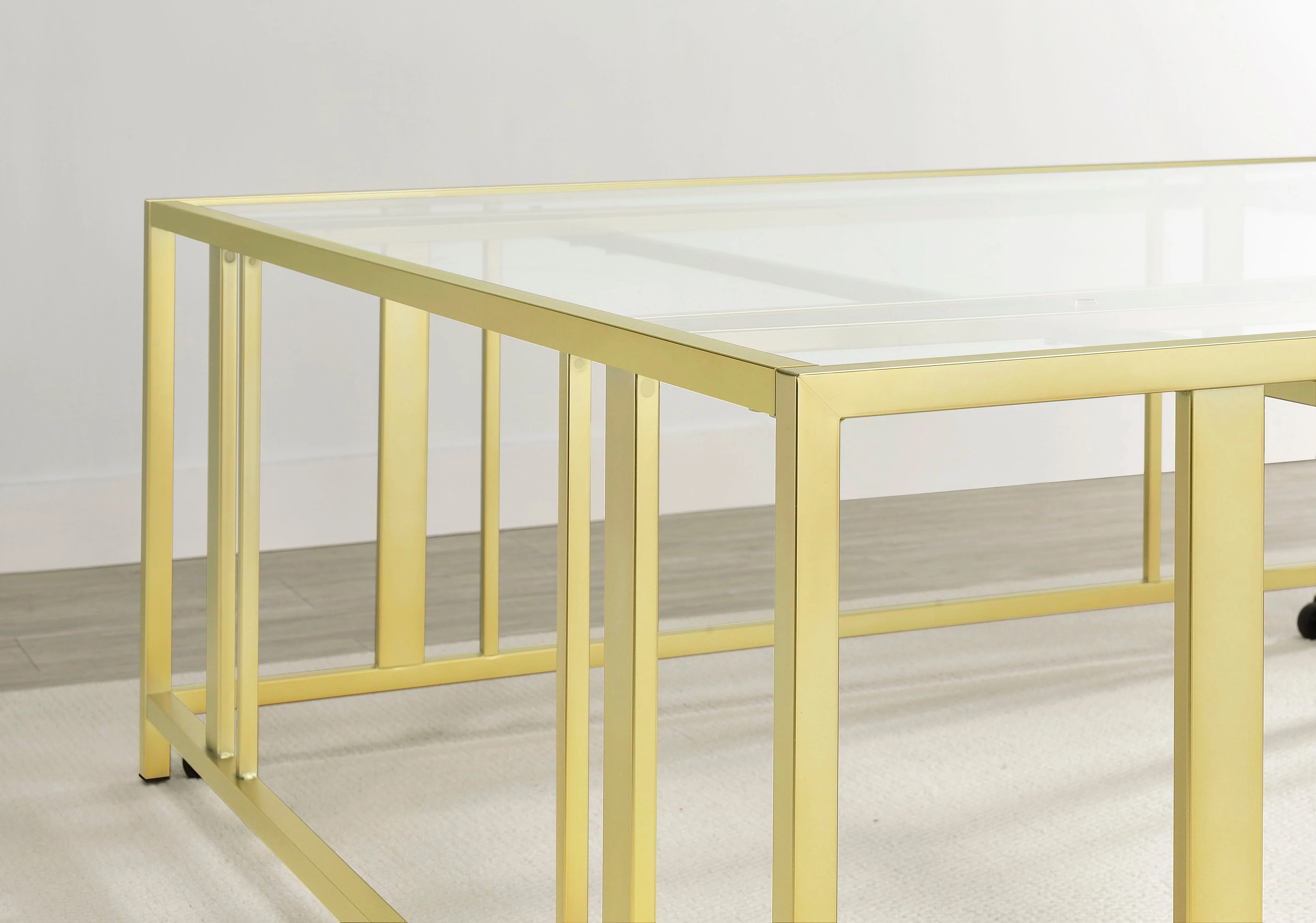 Adri Square Glass Top Coffee Table with Casters - Image 14