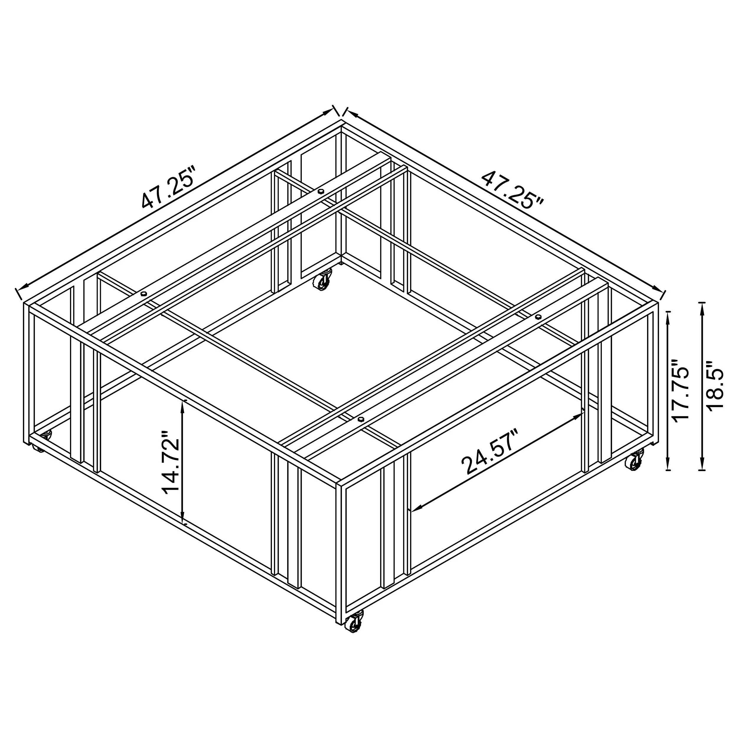 Adri Square Glass Top Coffee Table with Casters - Image 16