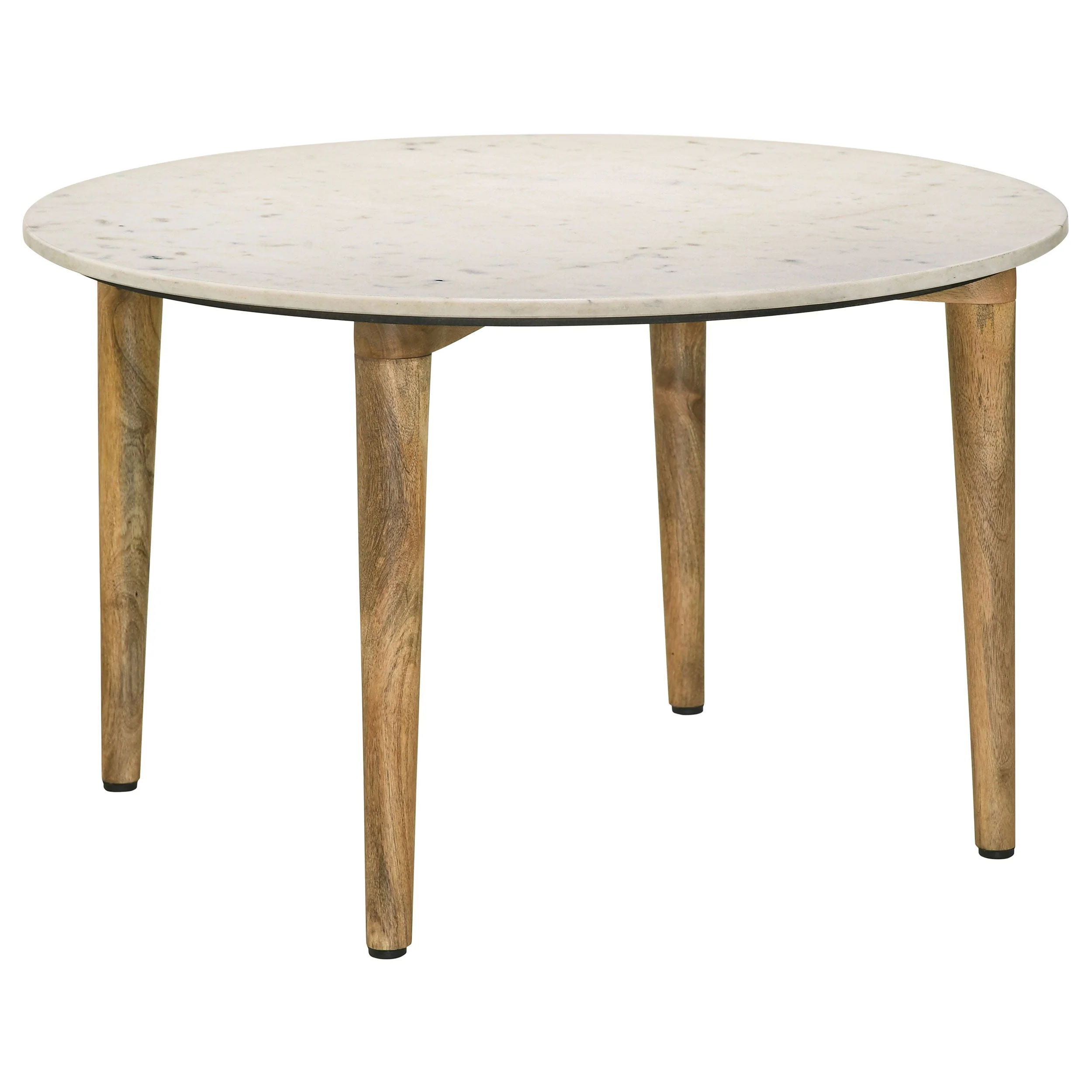Aldis Round Marble Top Coffee Table White and Natural - Image 2