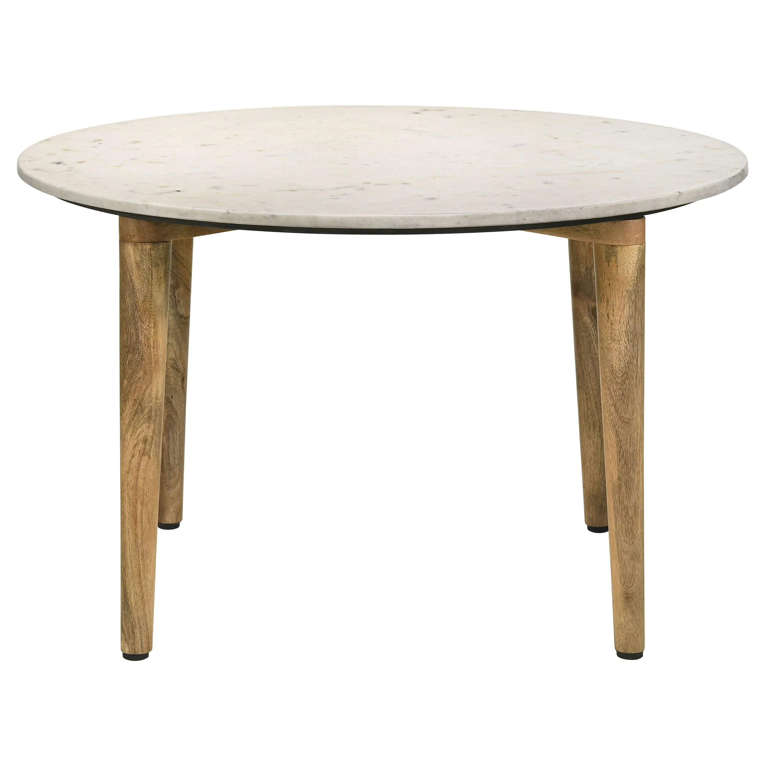 Aldis Round Marble Top Coffee Table White and Natural - Image 4