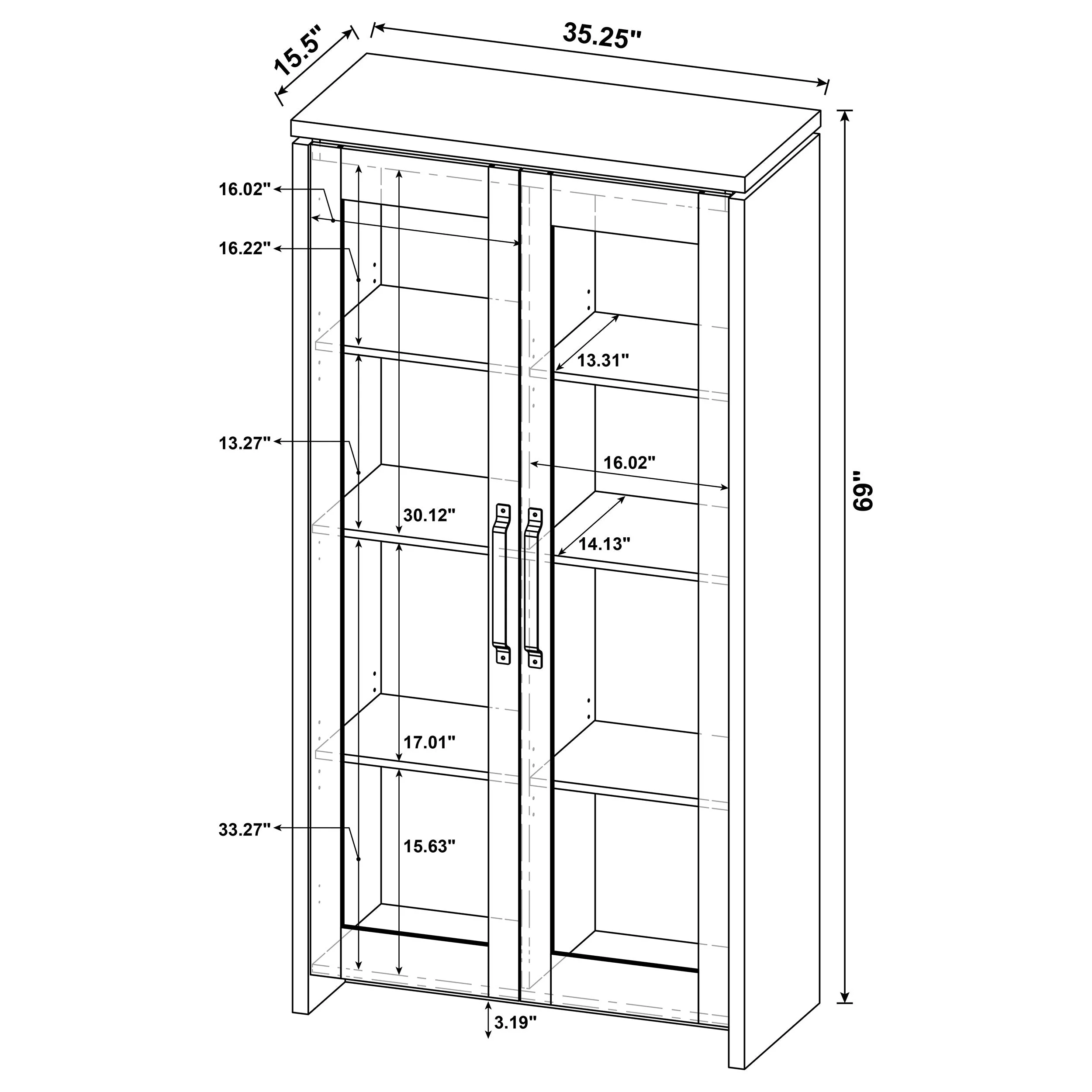 Alejo 2-door Engineered Wood Tall Cabinet Grey Driftwood - Image 11