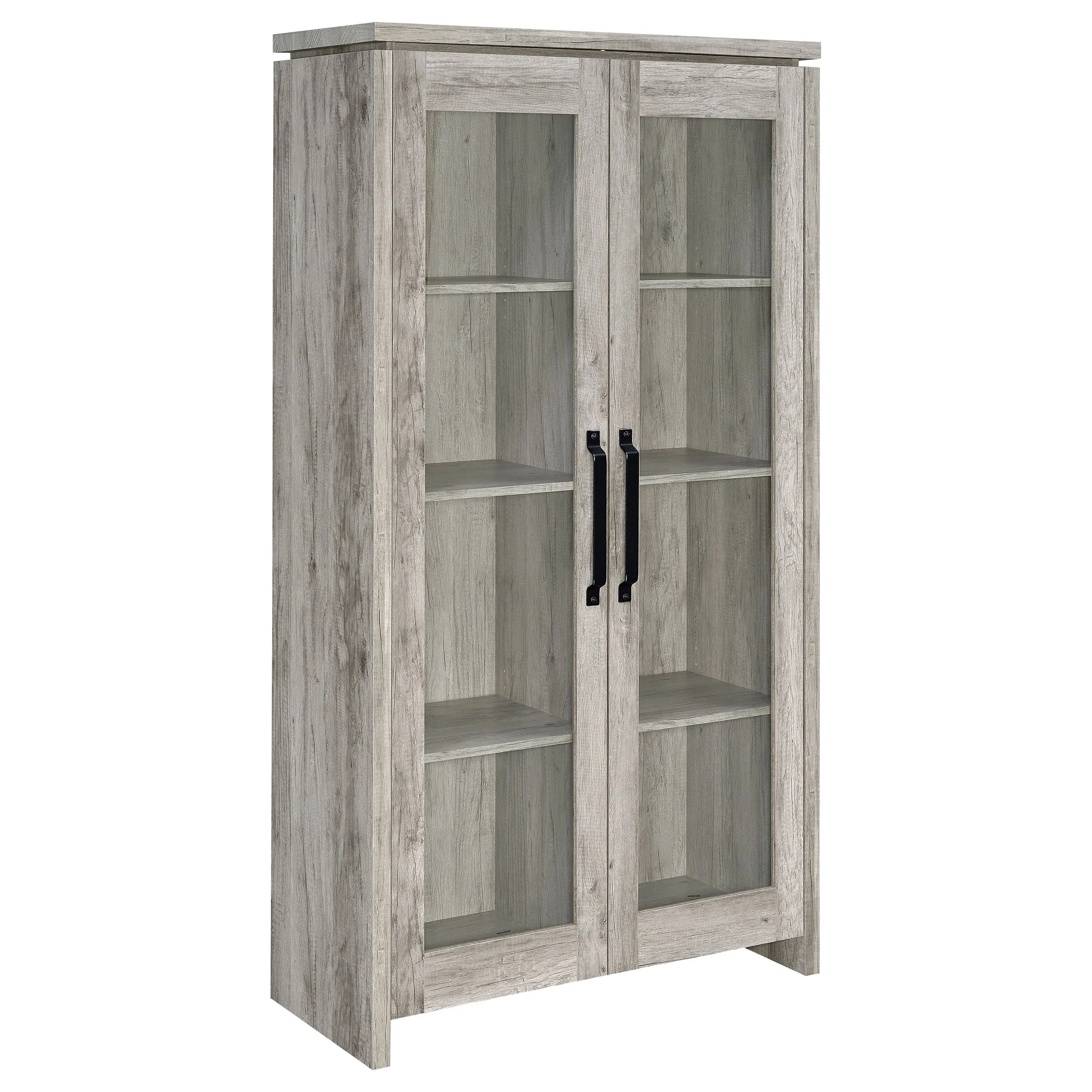 Alejo 2-door Engineered Wood Tall Cabinet Grey Driftwood - Image 2