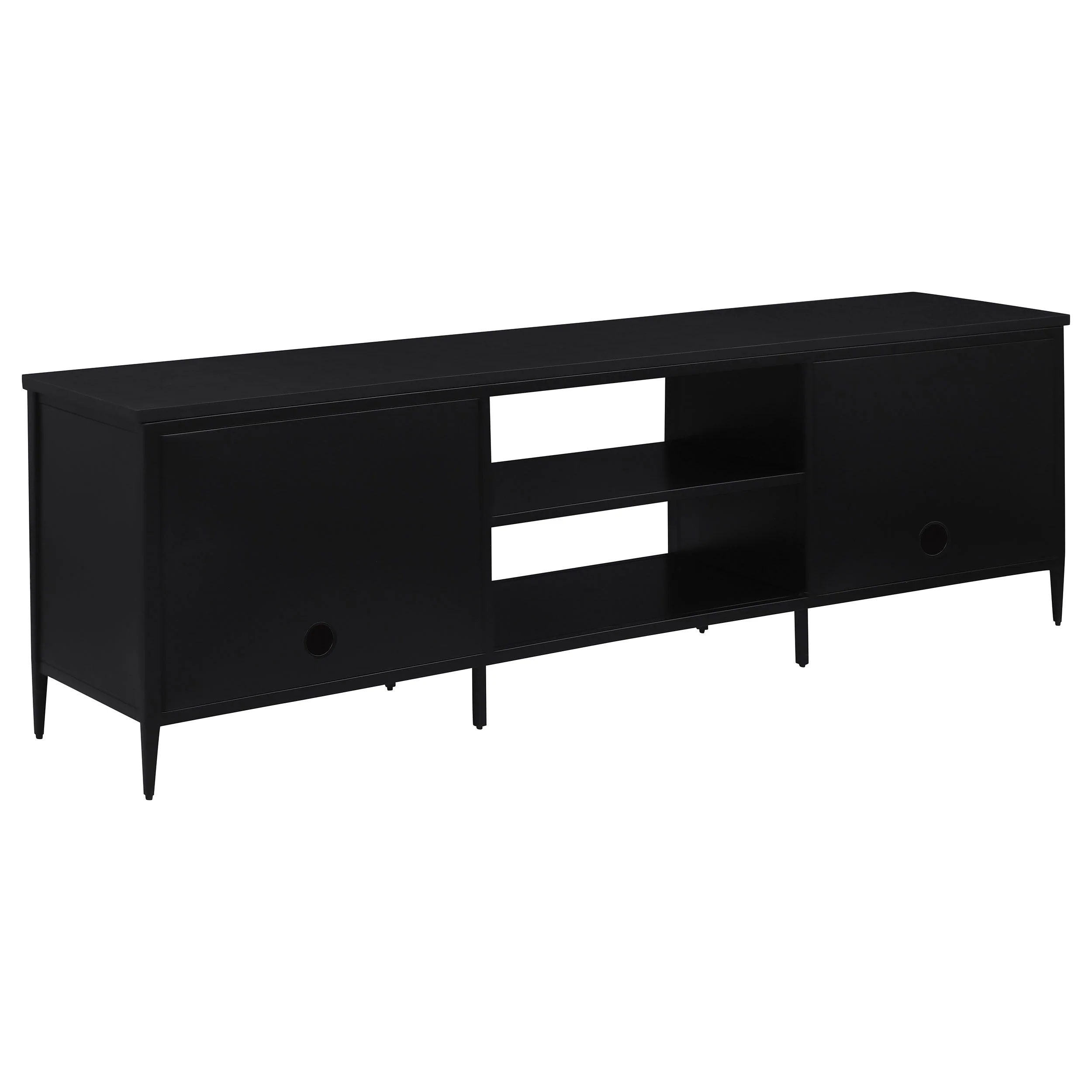 Amherst 2-door 70-inch Metal TV Stand Media Console Black - Image 8