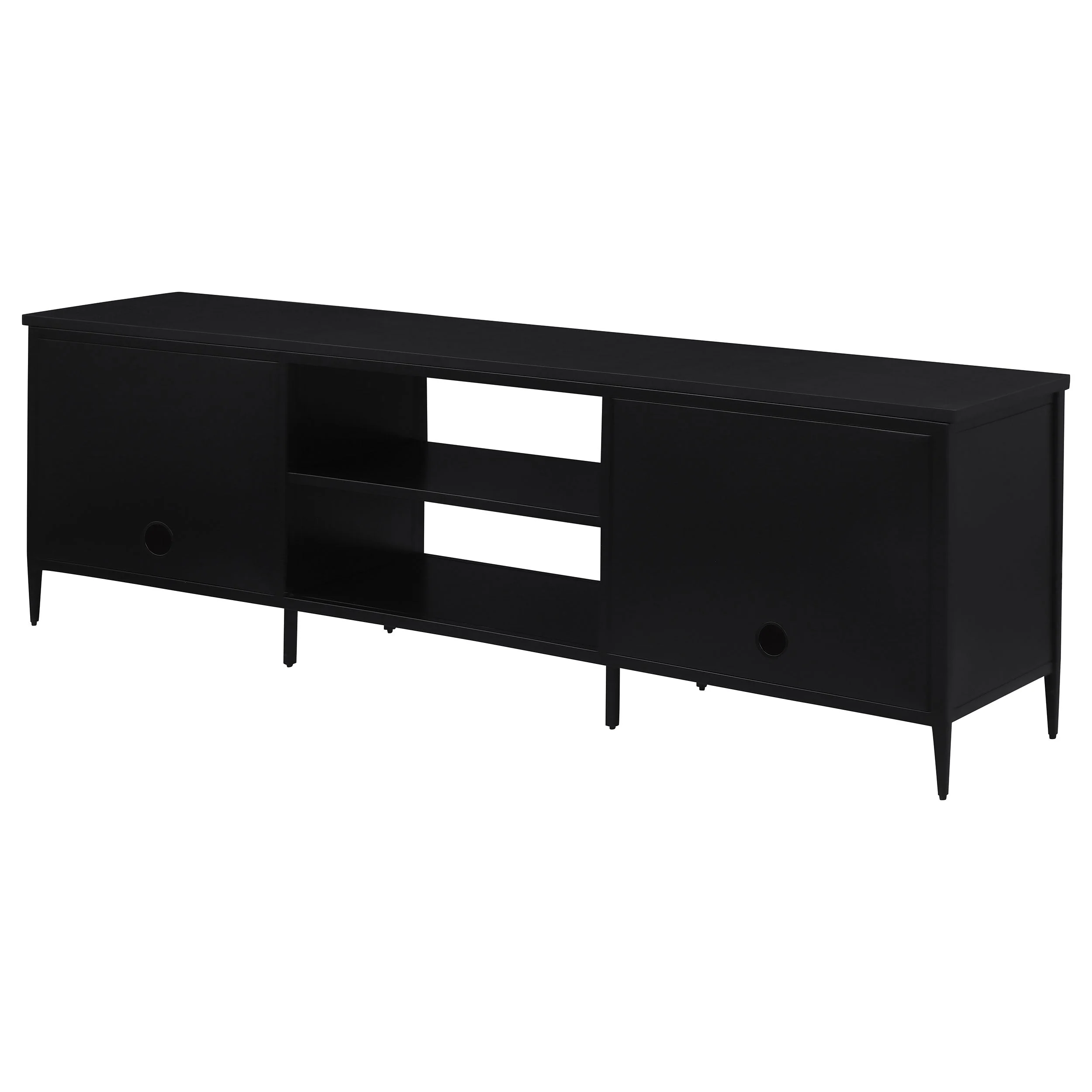 Amherst 2-door 70-inch Metal TV Stand Media Console Black - Image 9