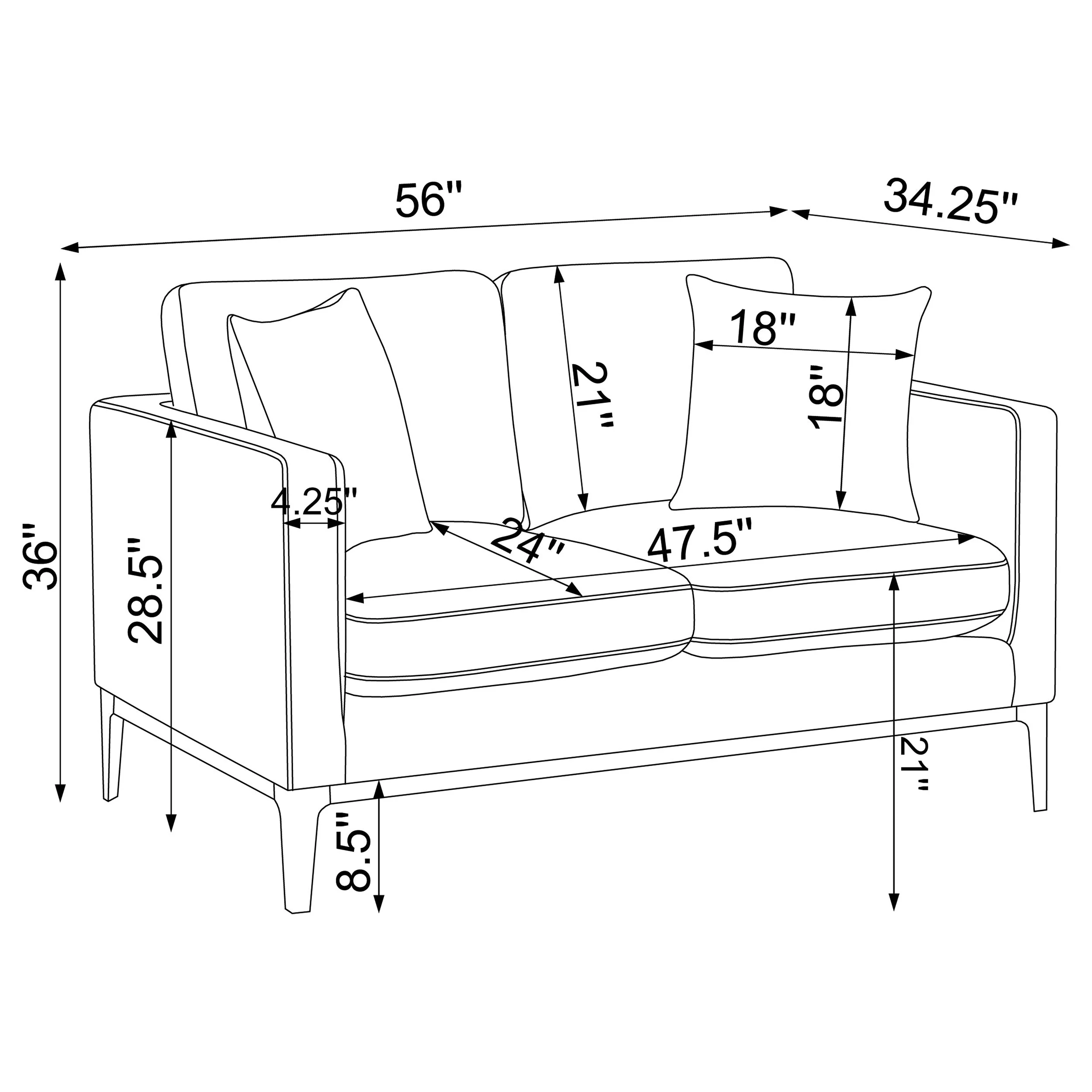 Apperson Upholstered Track Arm Loveseat Light Grey - Image 12