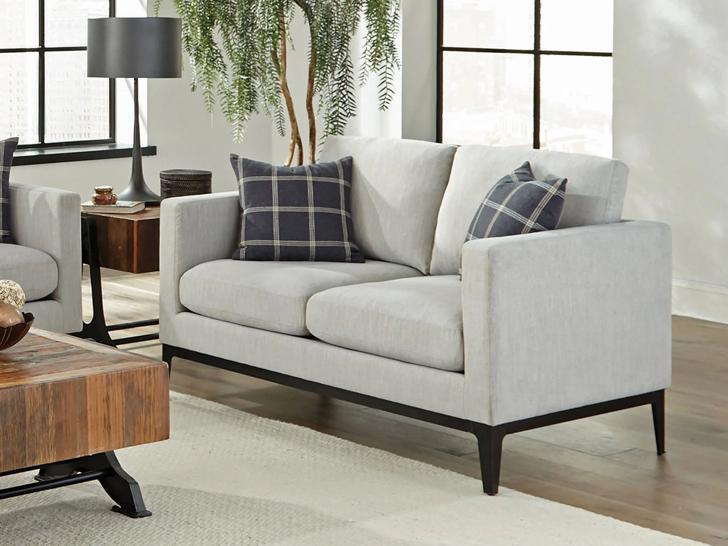 Apperson Upholstered Track Arm Loveseat Light Grey - Image 3