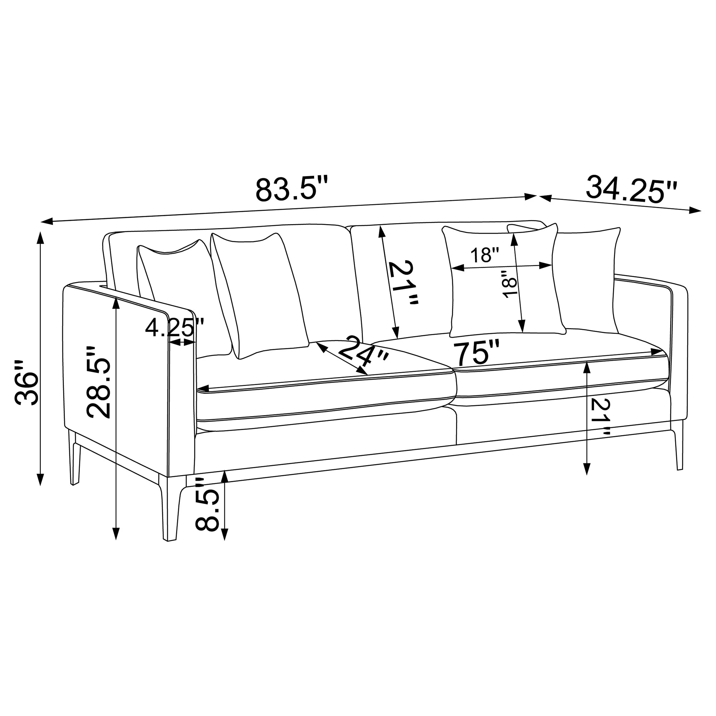 Apperson Upholstered Track Arm Sofa Light Grey - Image 12
