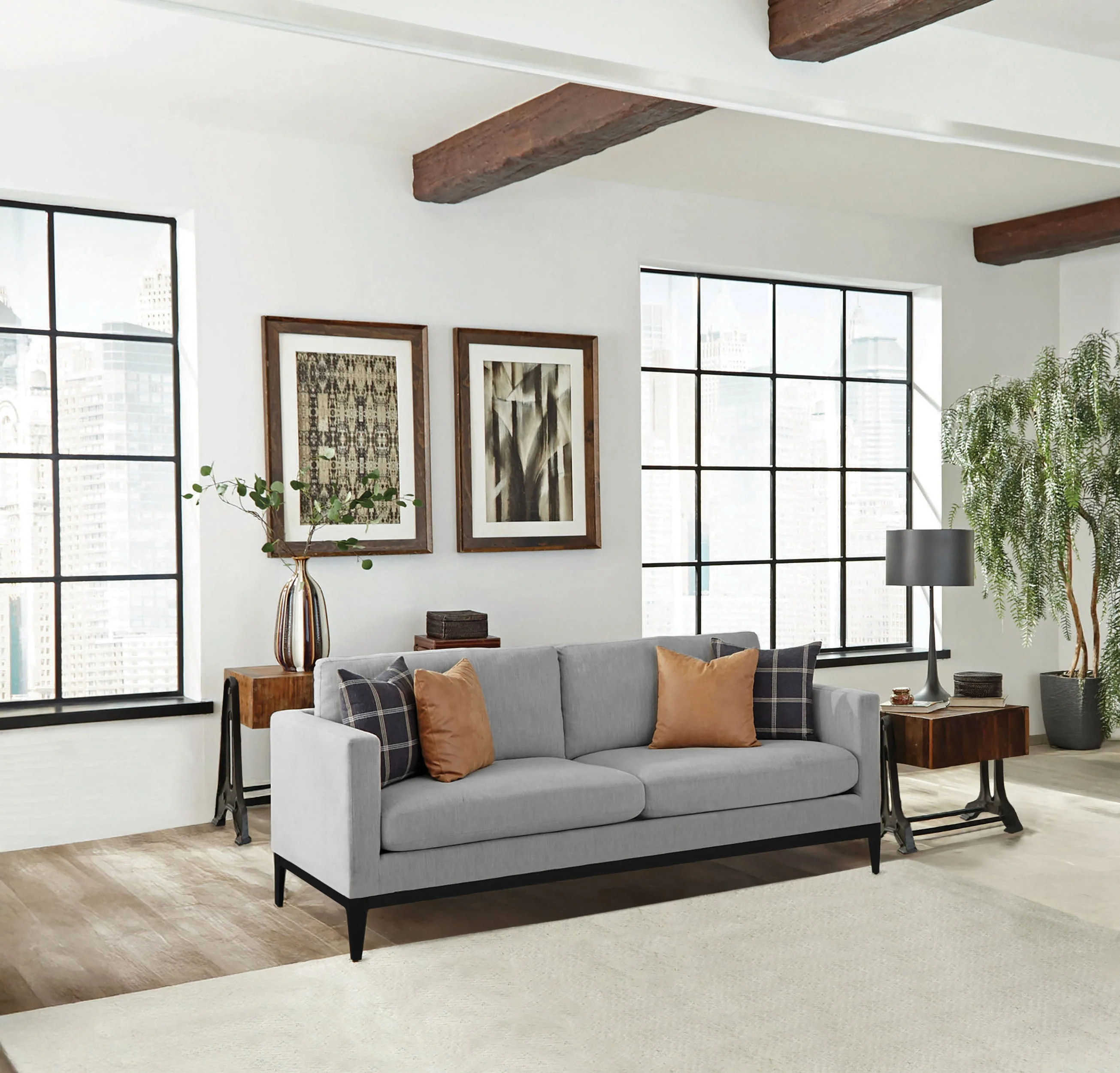 Apperson Upholstered Track Arm Sofa Light Grey - Image 3