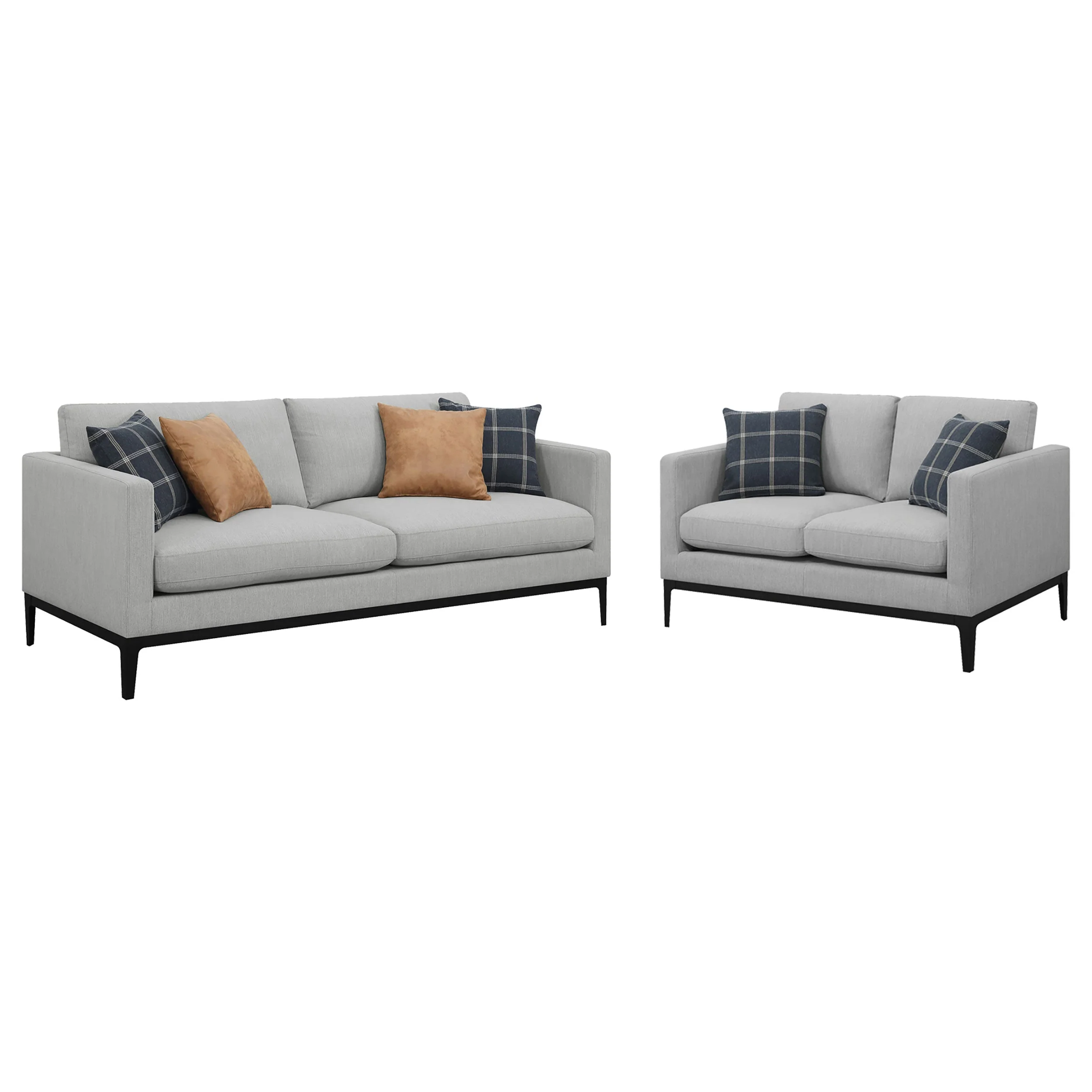 Apperson Upholstered Track Arm Sofa Set Light Grey - Image 5