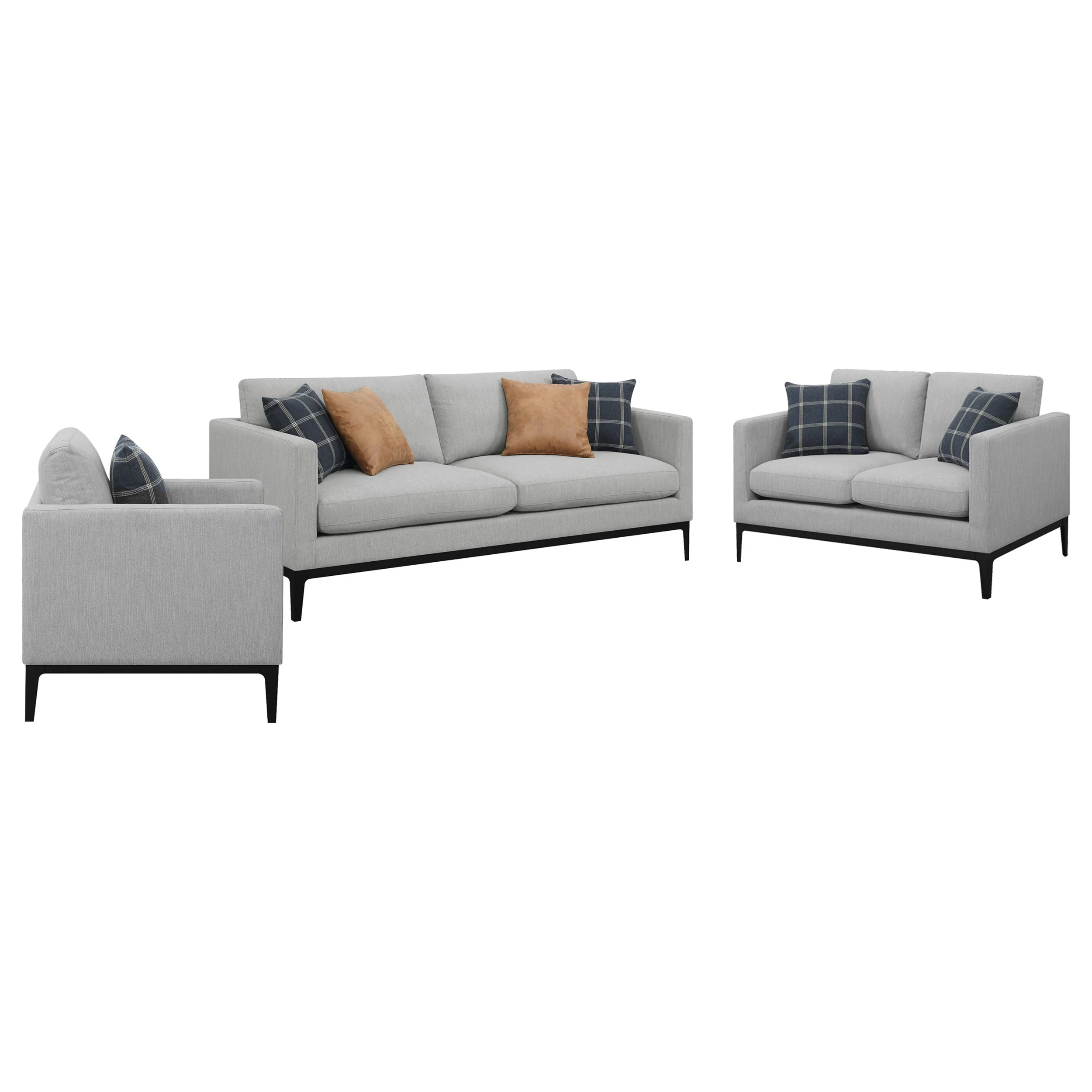 Apperson Upholstered Track Arm Sofa Set Light Grey - Image 6