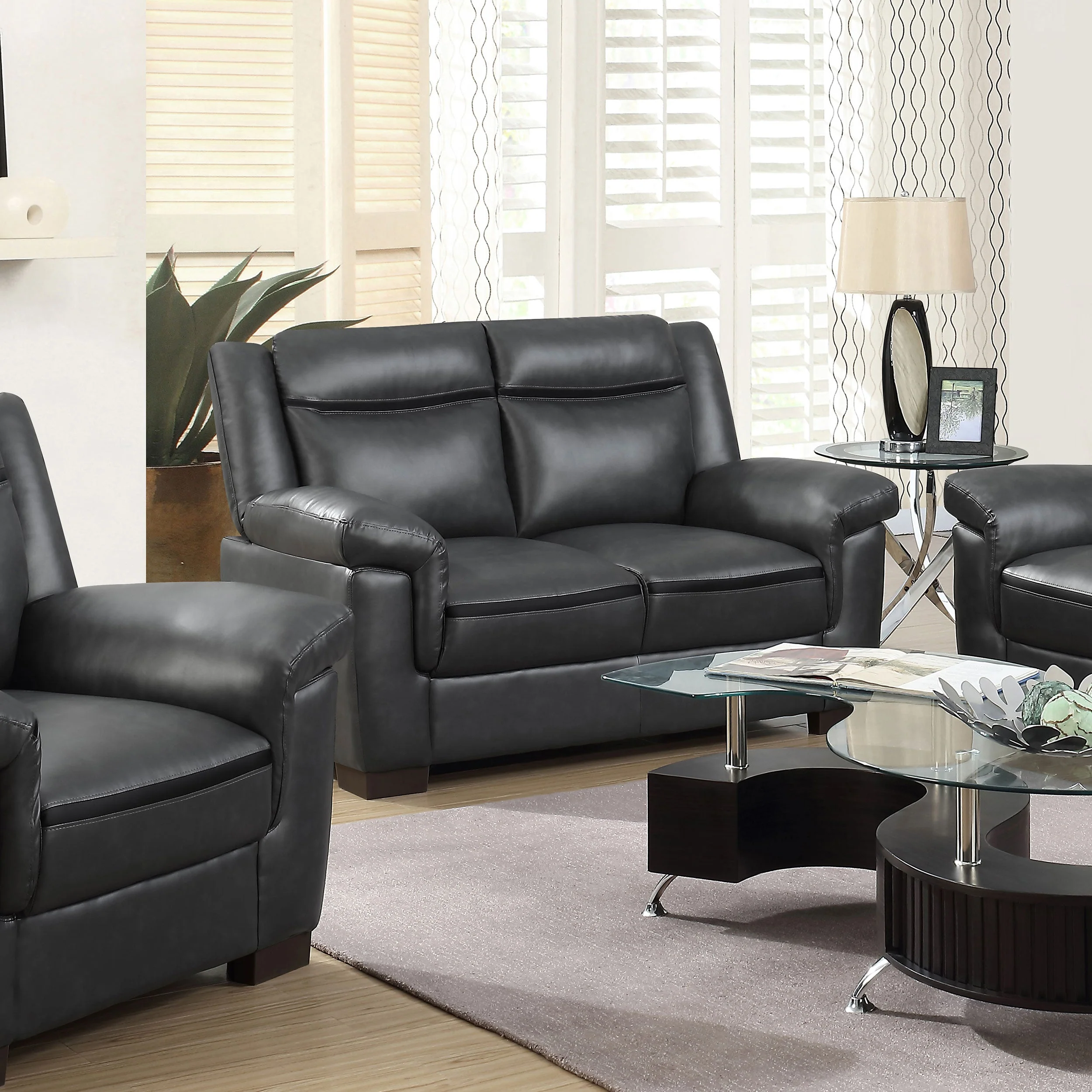 Arabella Upholstered Padded Arm Loveseat Grey - Image 3