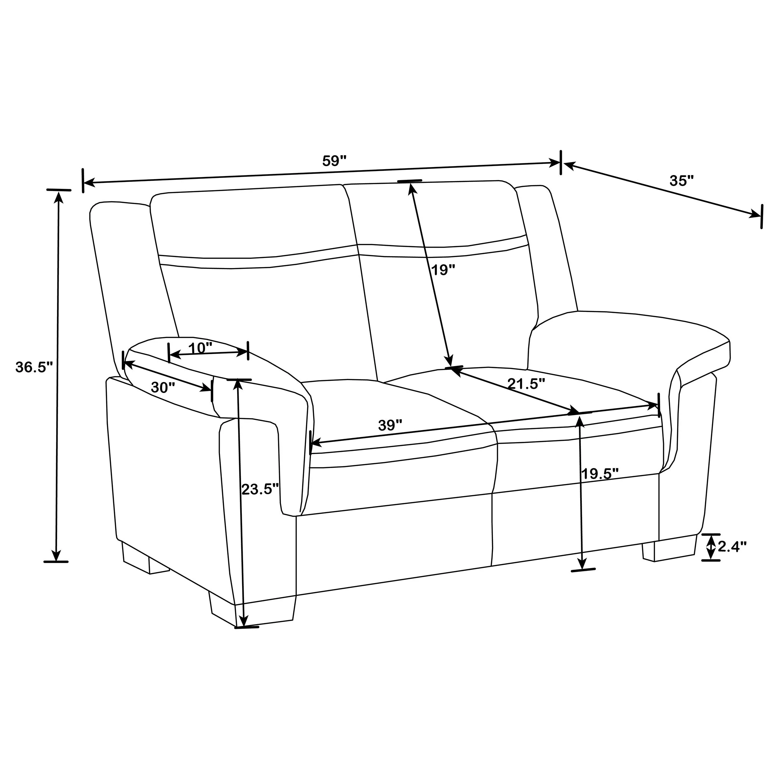 Arabella Upholstered Padded Arm Loveseat Grey - Image 7