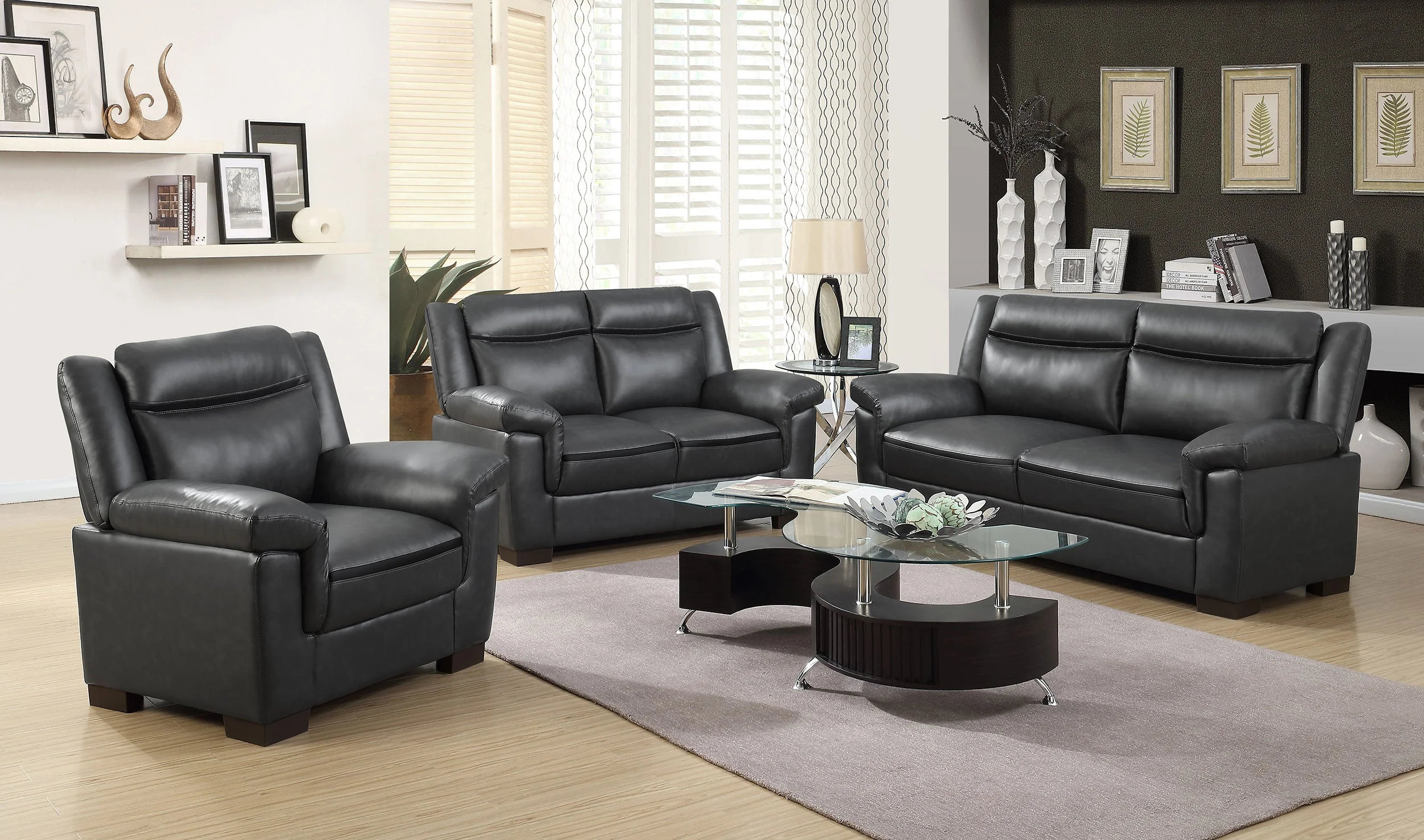 Arabella Upholstered Padded Arm Loveseat Grey - Image 8