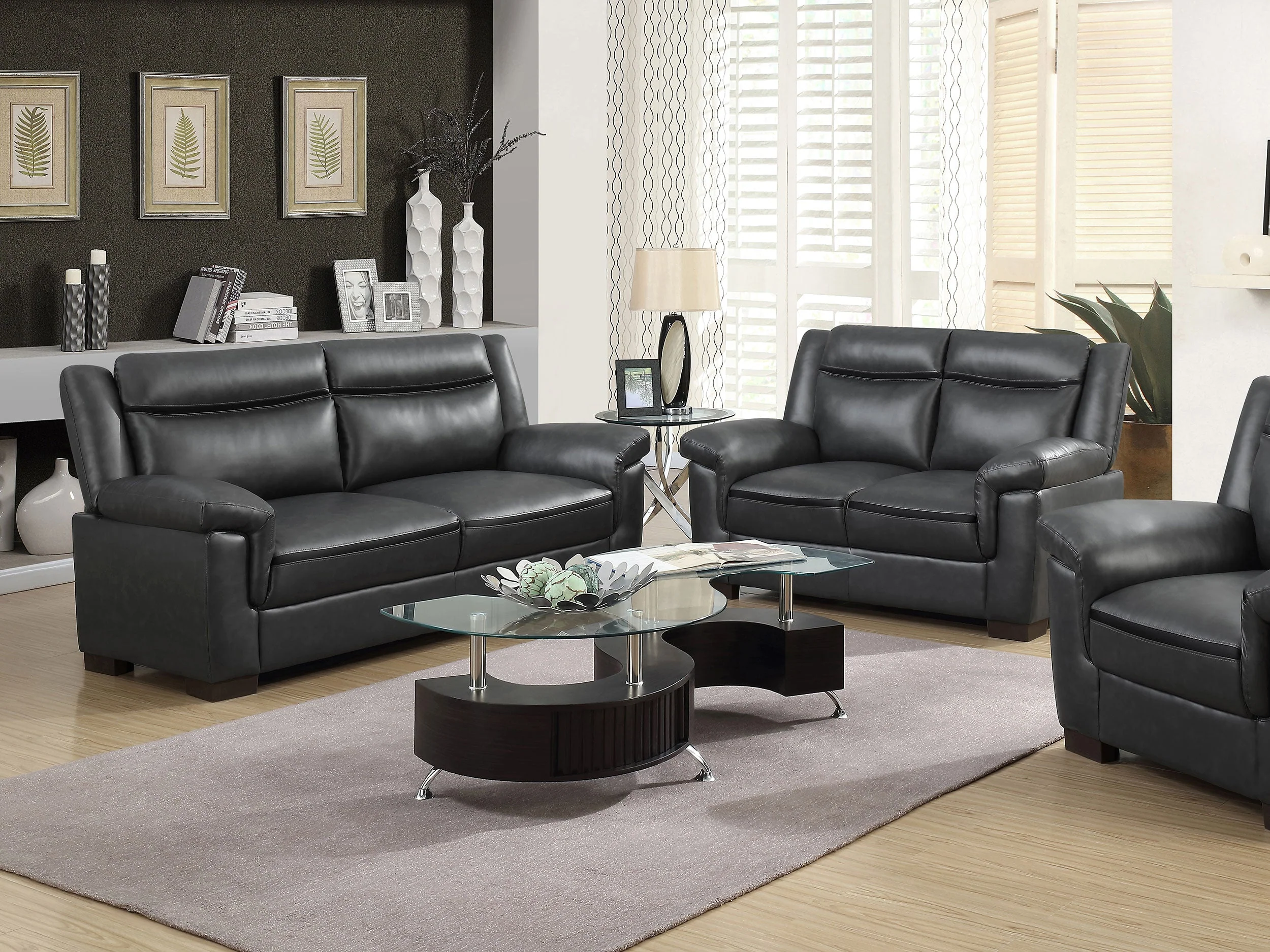 Arabella Upholstered Padded Arm Sofa Set Grey - Image 3