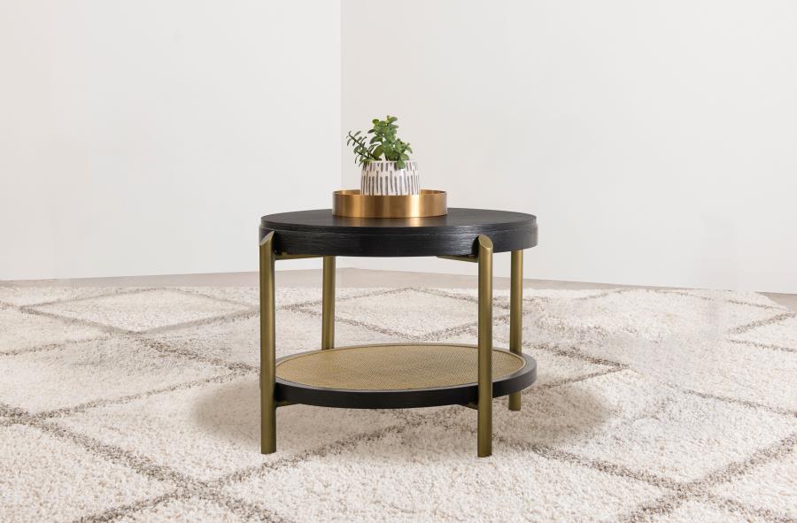 Arini Round End Side Table With Storage Shelf - Image 2