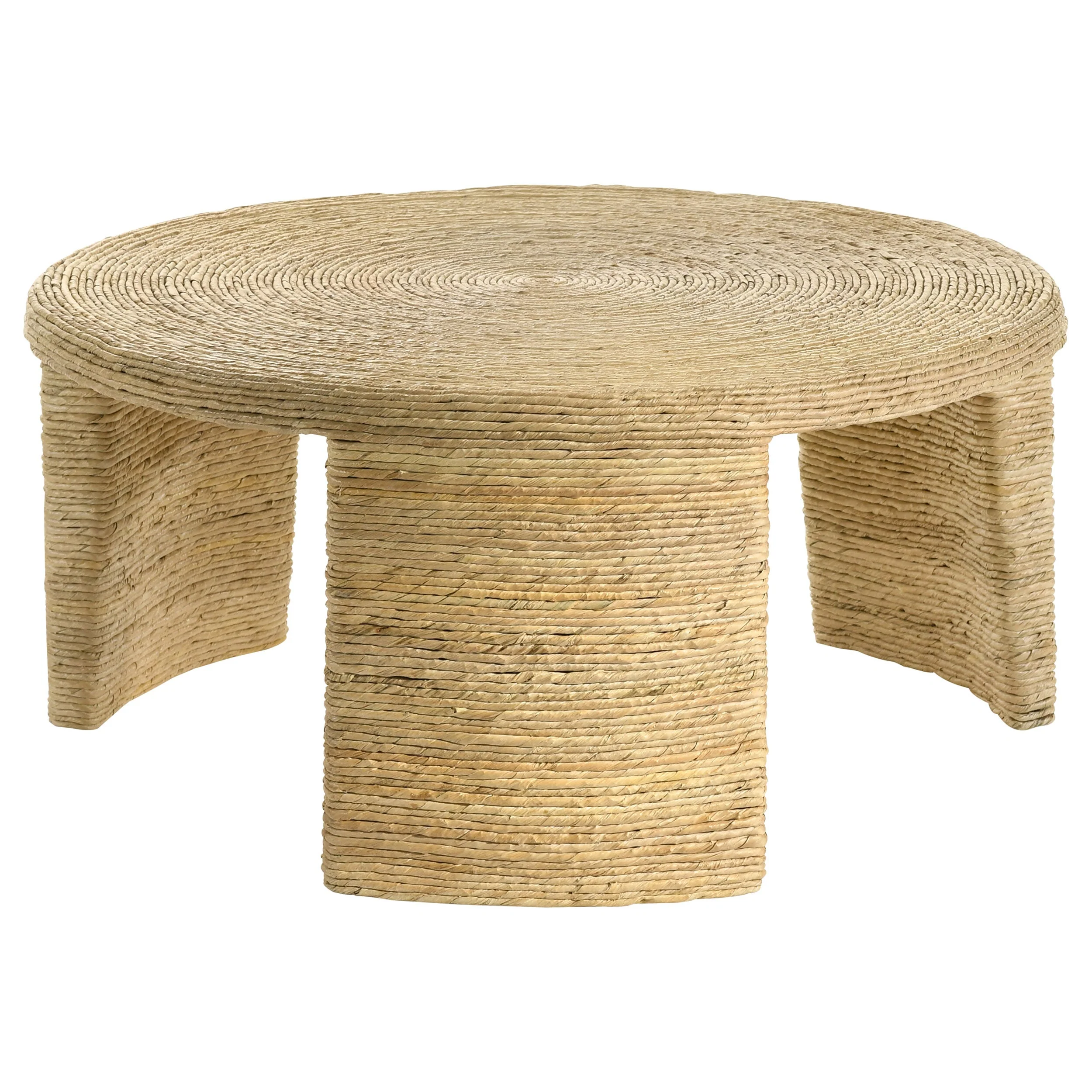 Artina Woven Rattan Round Coffee Table Natural Brown - Image 4