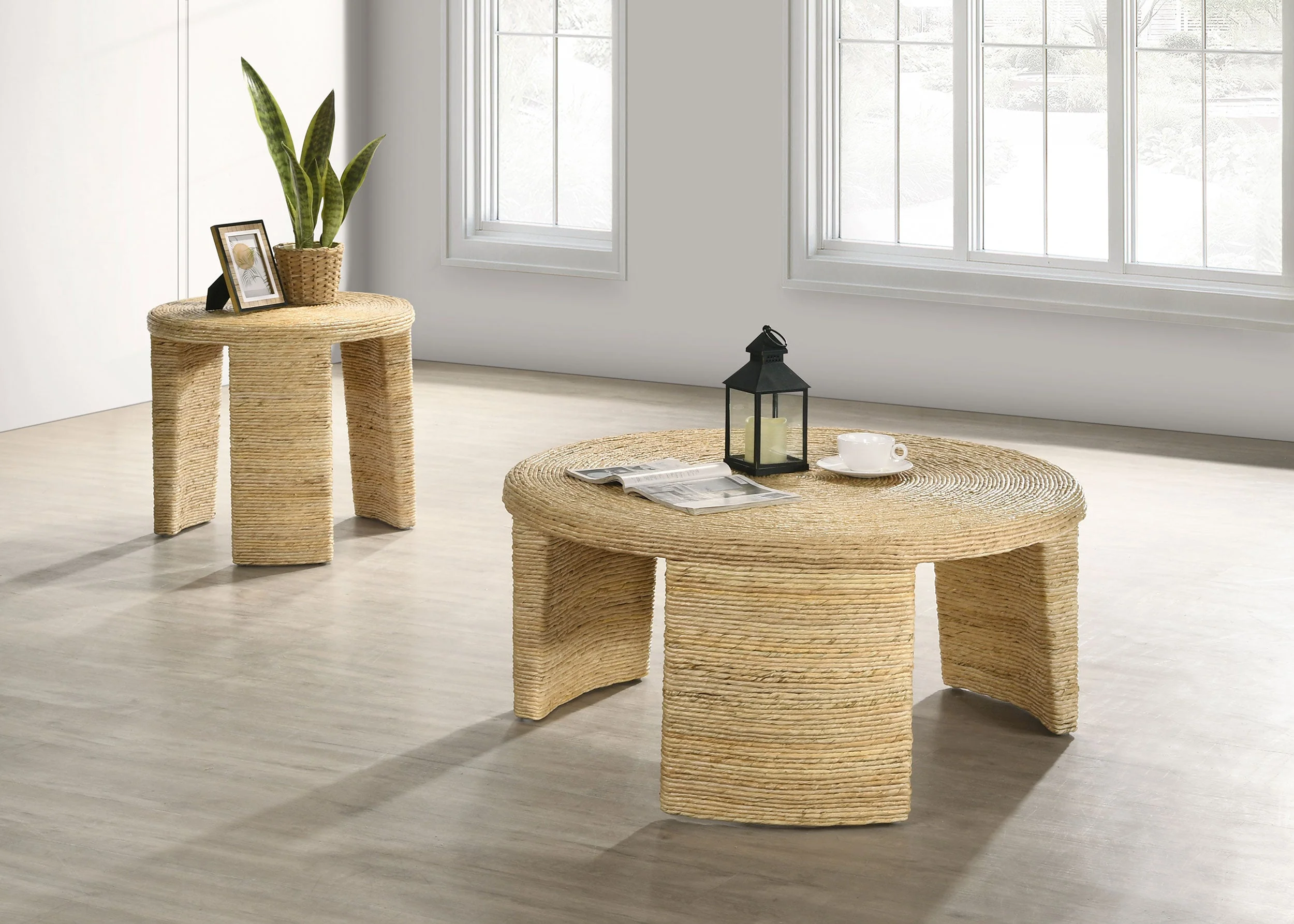 Artina Woven Rattan Round Coffee Table Natural Brown - Image 8