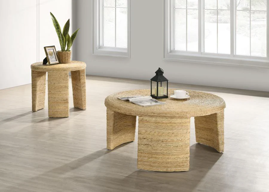 Artina Rattan Coffee and End Table Set Natural - Image 2