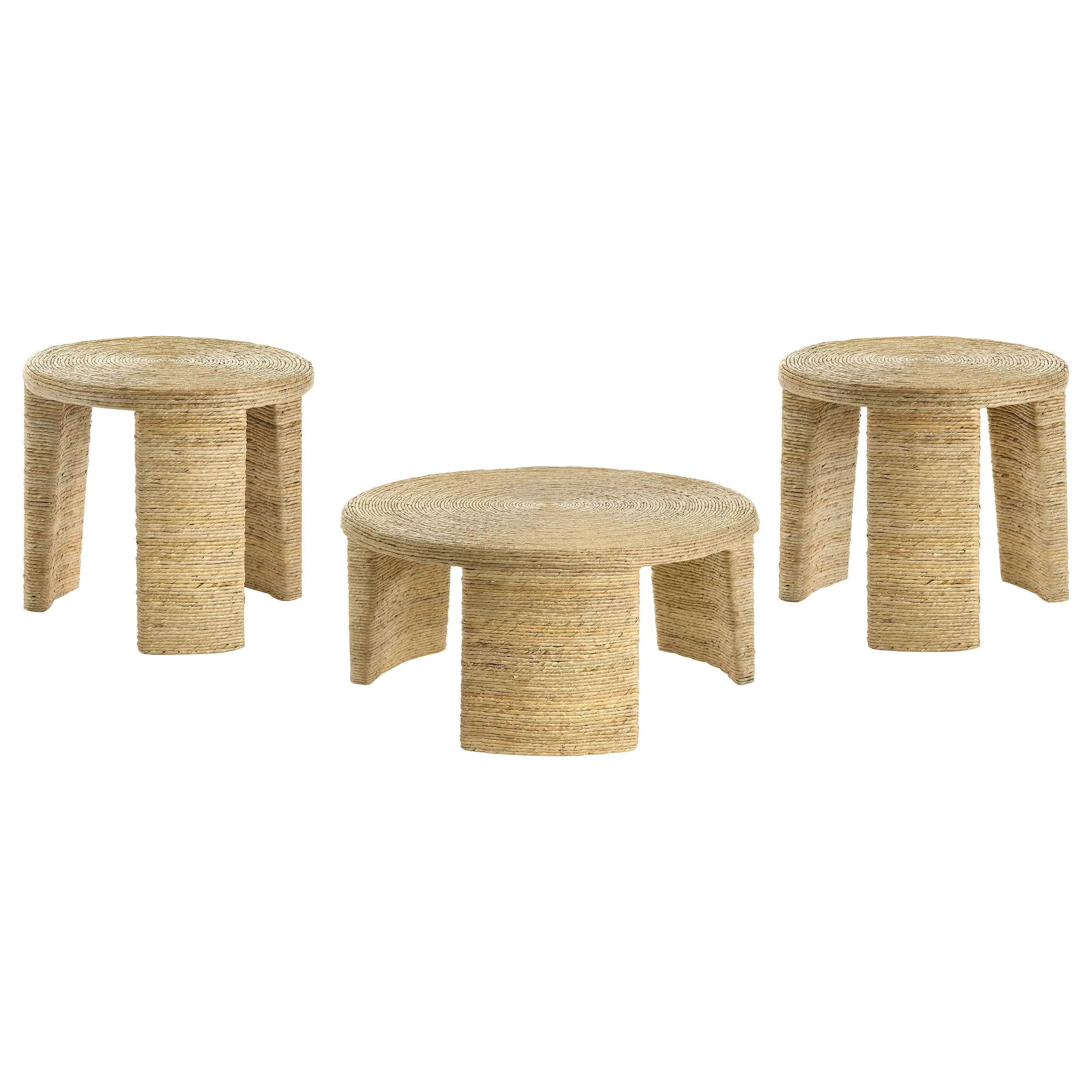 Artina Rattan Coffee and End Table Set Natural - Image 6