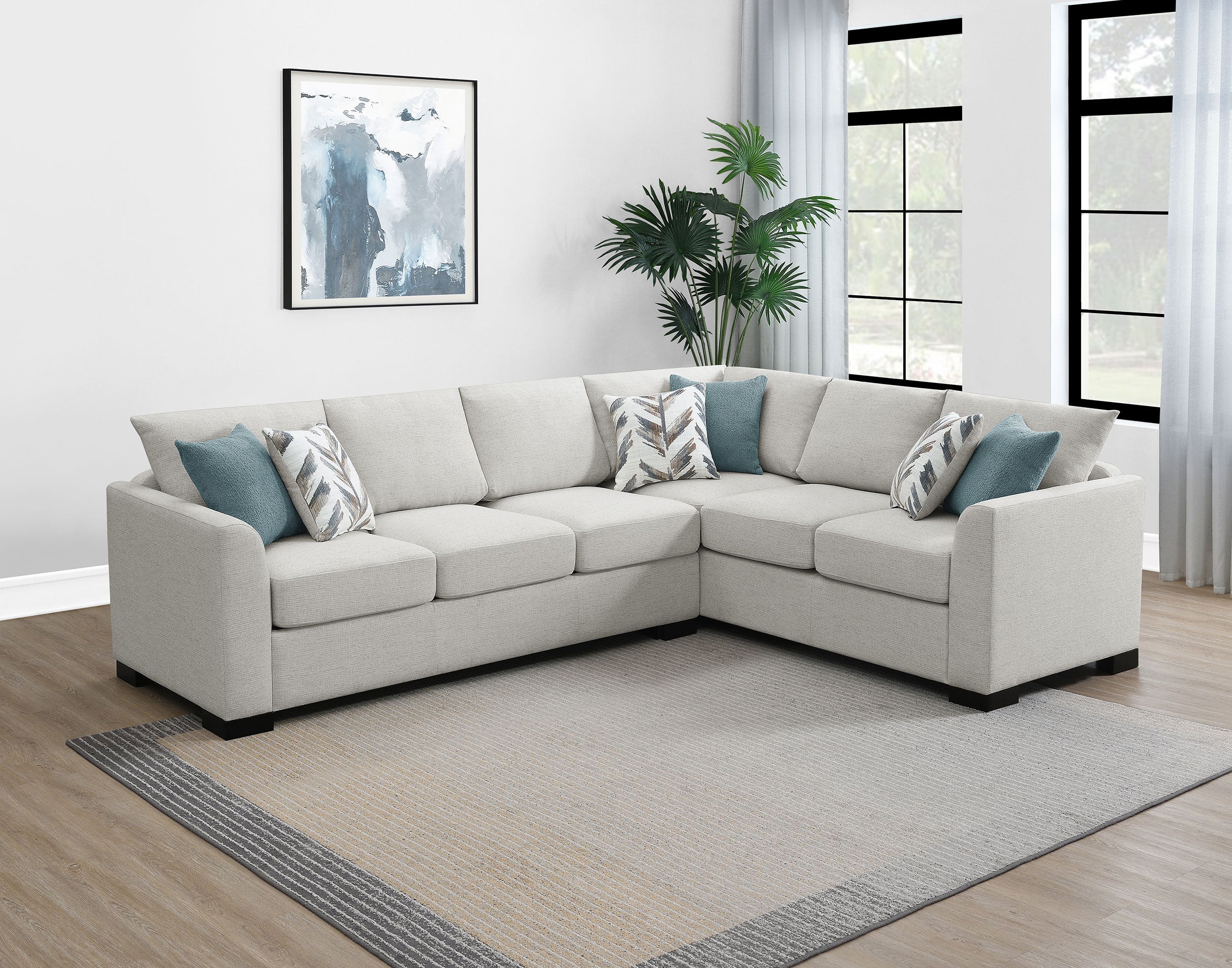 Ashford Chenille Upholstered Sleeper Sectional Sofa Greige - Image 5