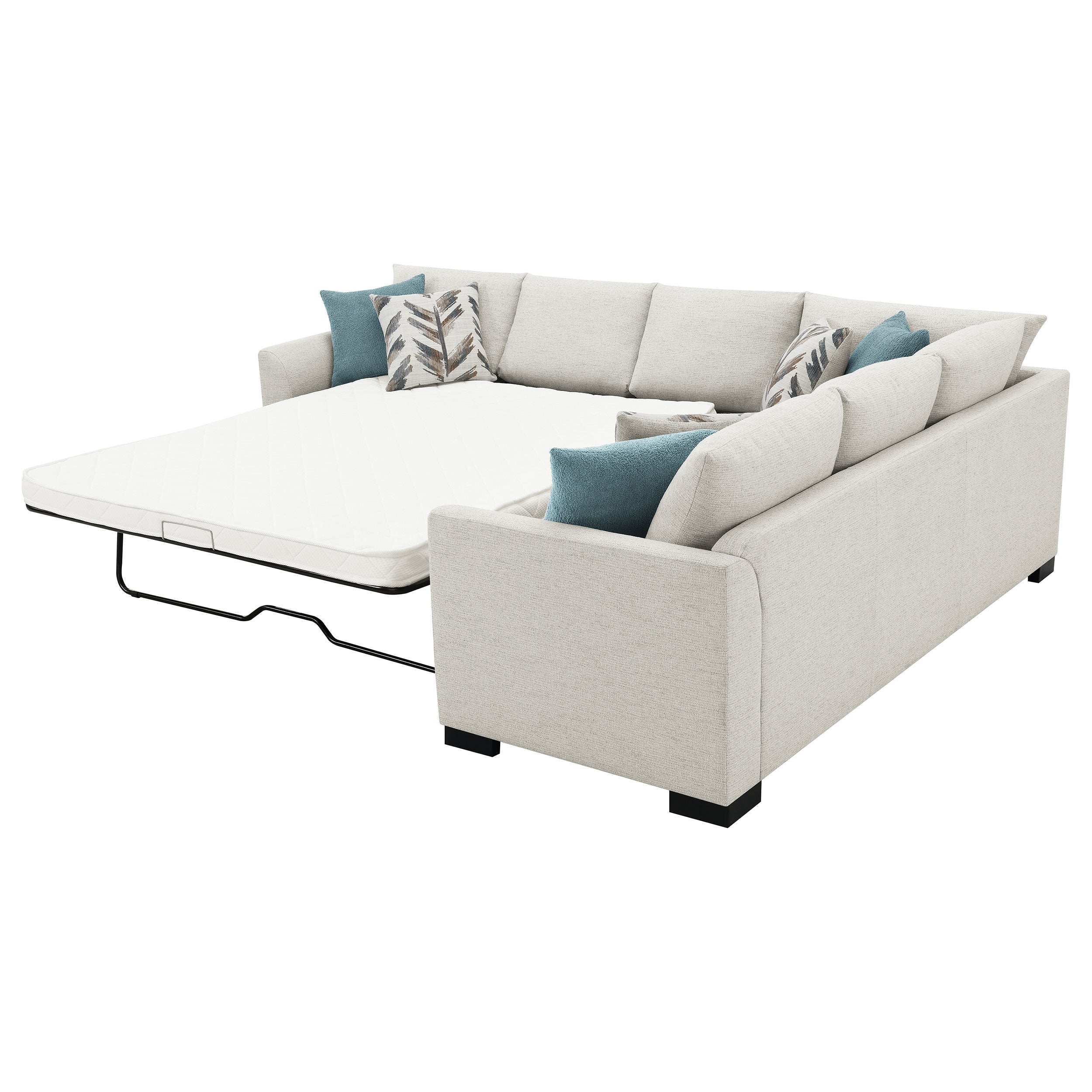 Ashford Chenille Upholstered Sleeper Sectional Sofa Greige - Image 9