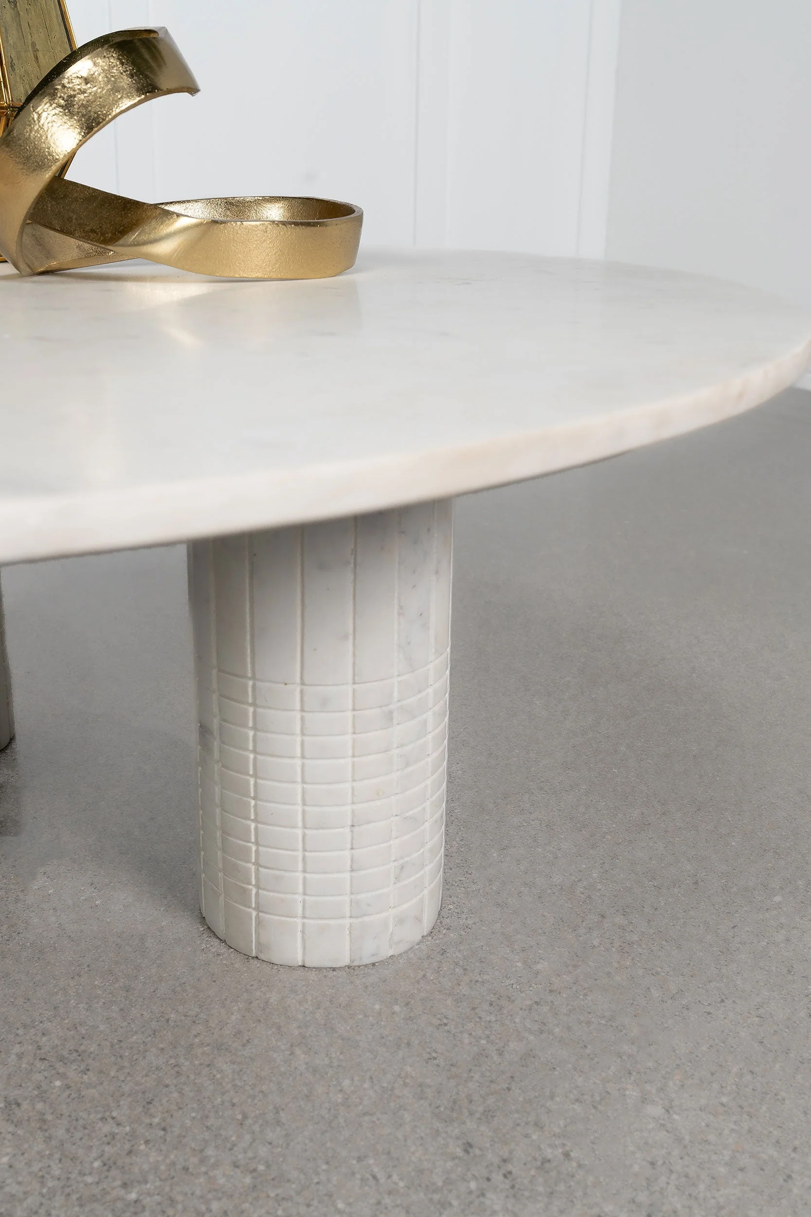 Astoria Round Genuine Marble Coffee Table White - Image 5