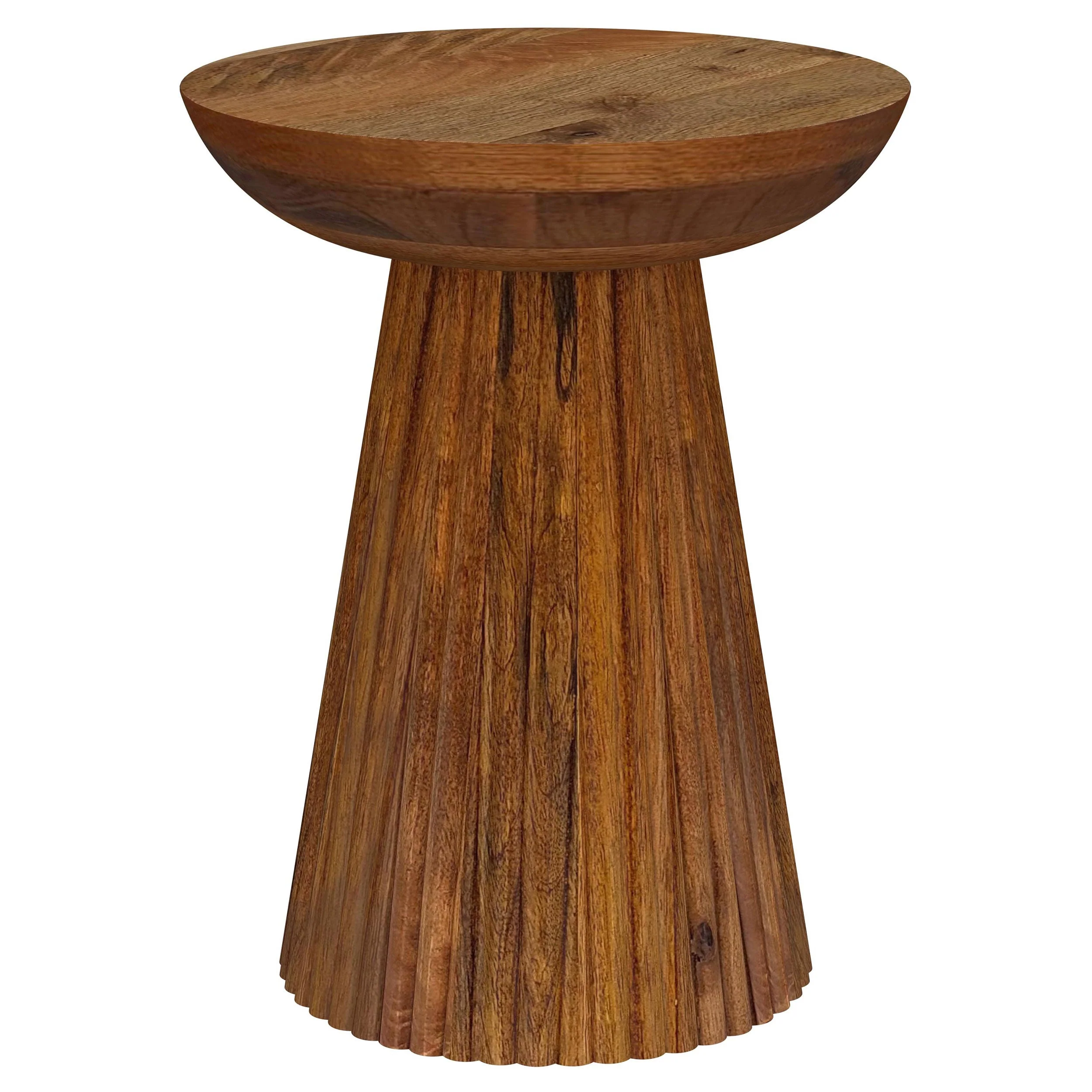 Aureo Round Solid Wood Accent Side Table Wild Honey - Image 2