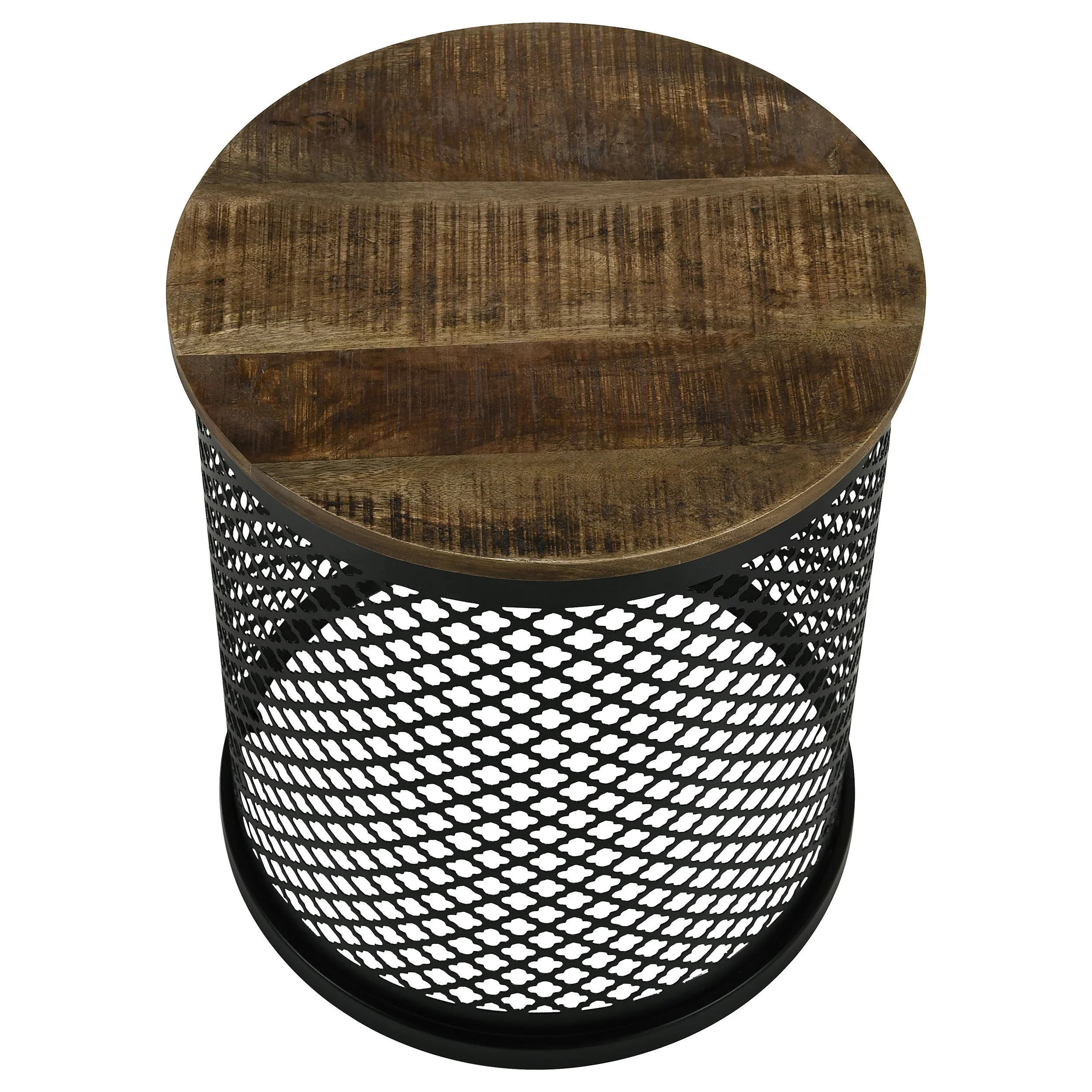 Aurora Round Drum Base Accent Side Table Natural and Black - Image 4
