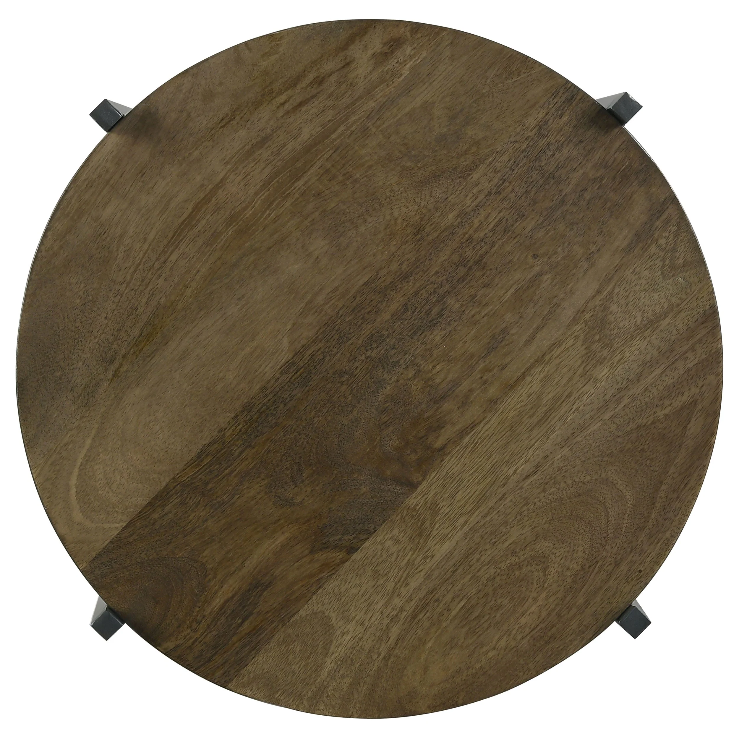 Axel Round Accent Table with Open Shelf Natural and Gunmetal - Image 5