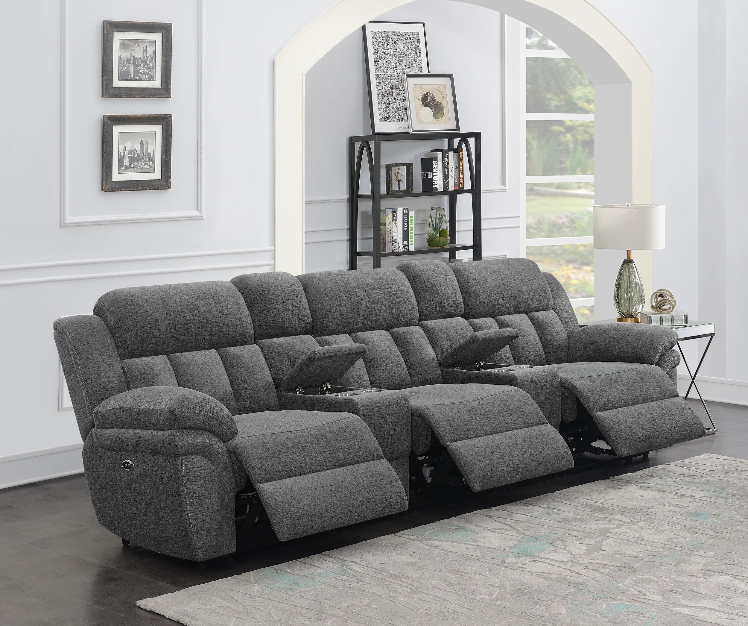 Bahrain 5-piece Power Home Theater Seating Charcoal - Image 4