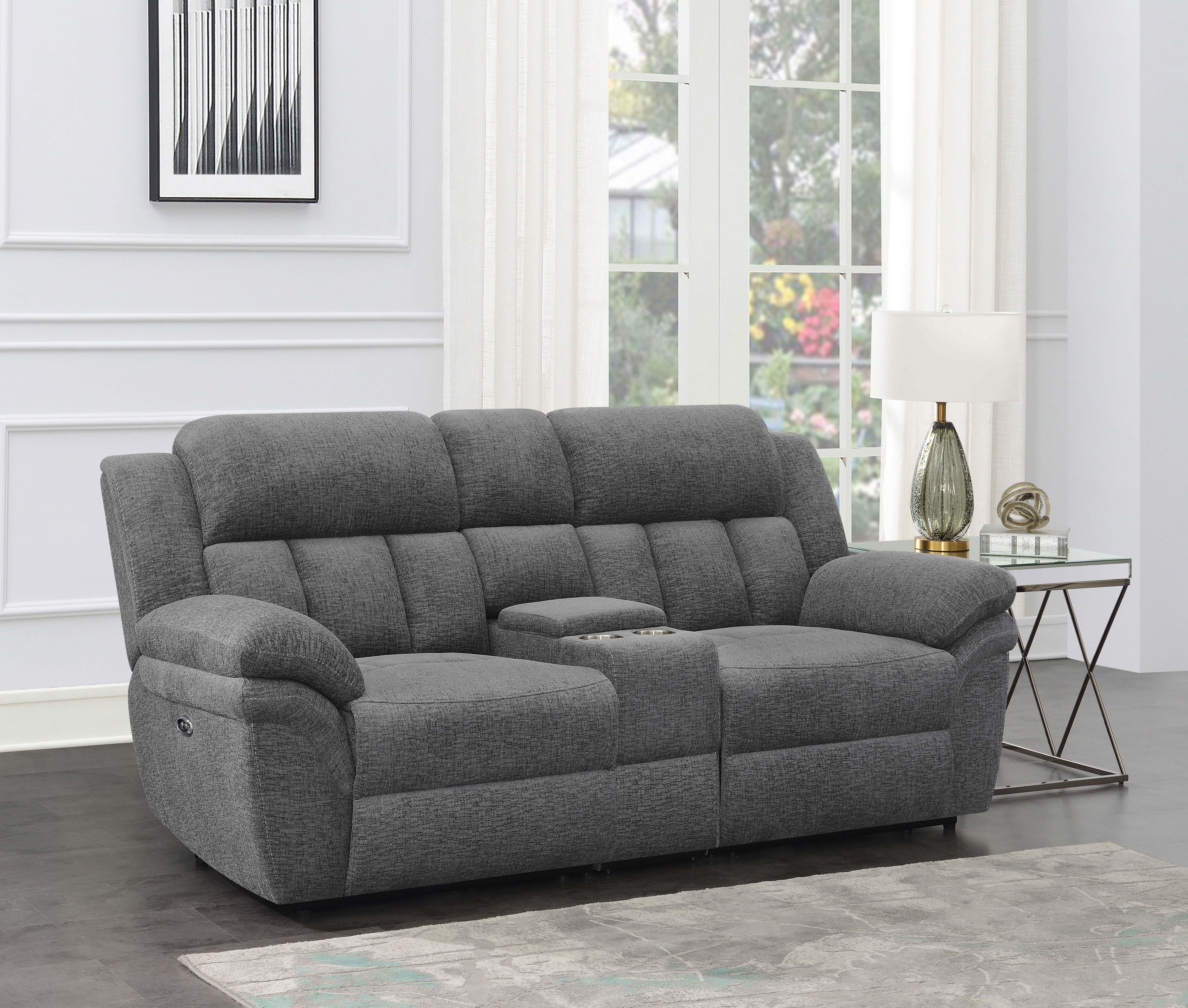 Bahrain Upholstered Power Loveseat Charcoal - Image 3