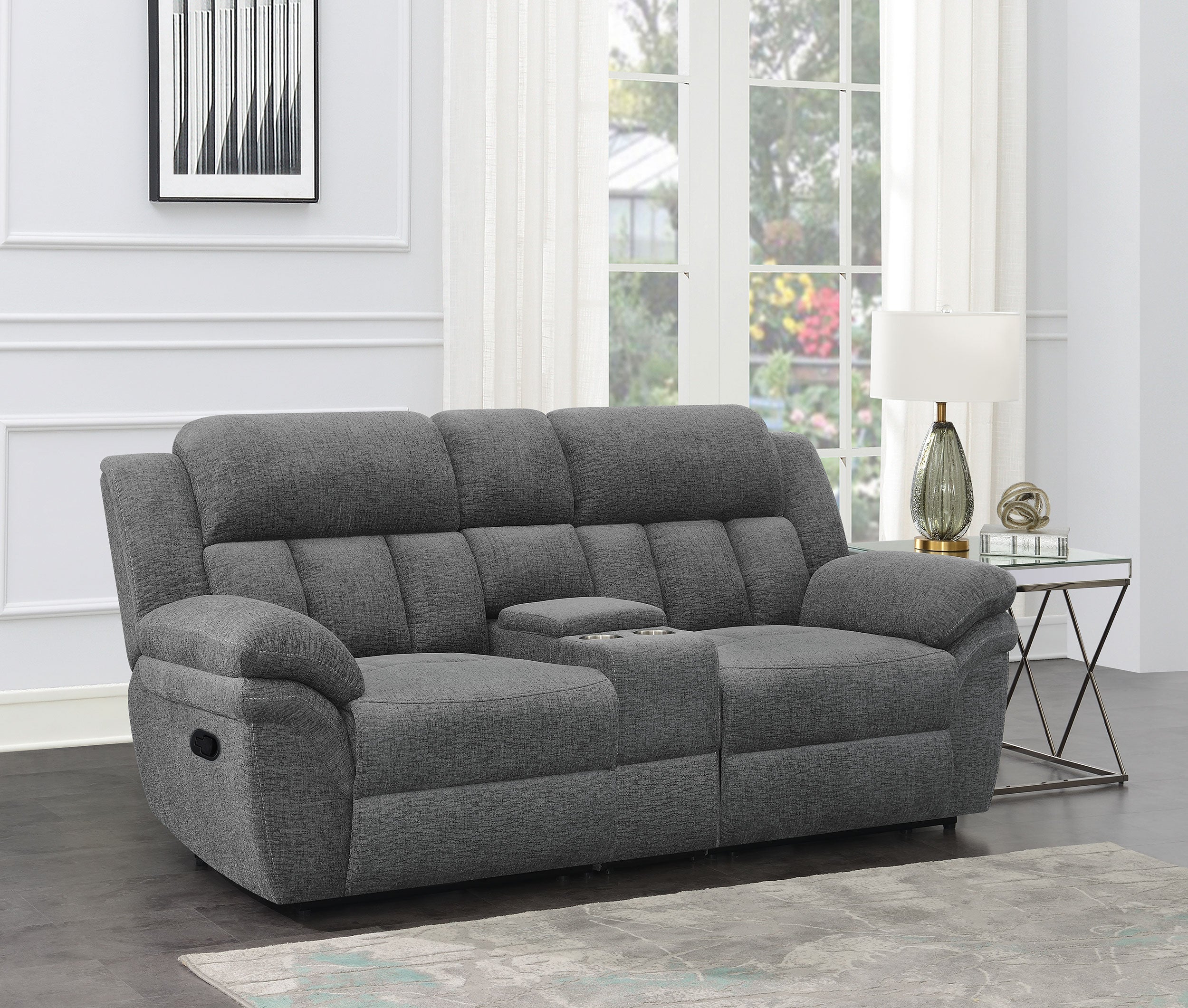 Bahrain Upholstered Motion Loveseat Charcoal - Image 3