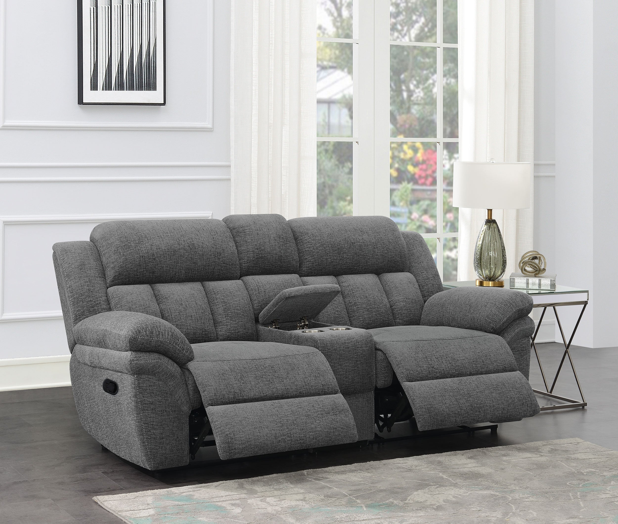 Bahrain Upholstered Motion Loveseat Charcoal - Image 4