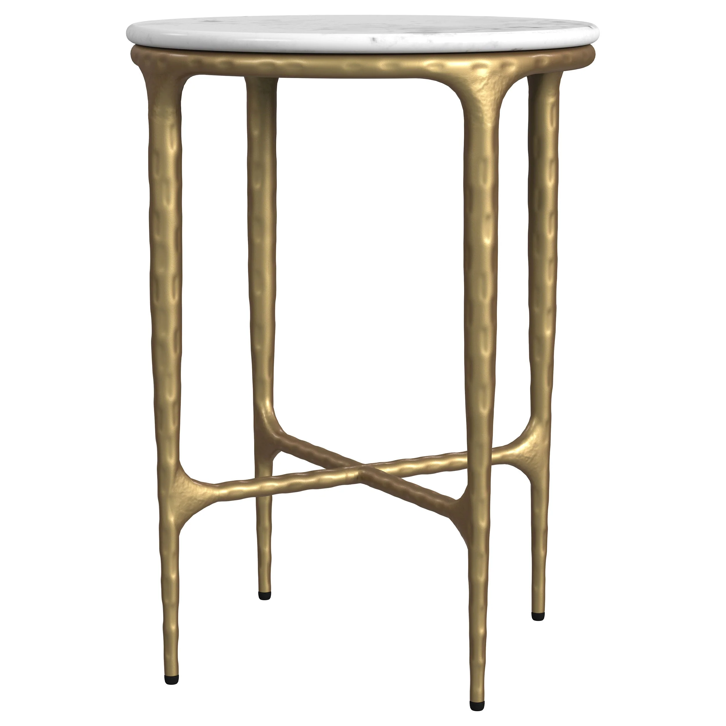 Baldwin Round Marble Top Side Table White and Gold - Image 5