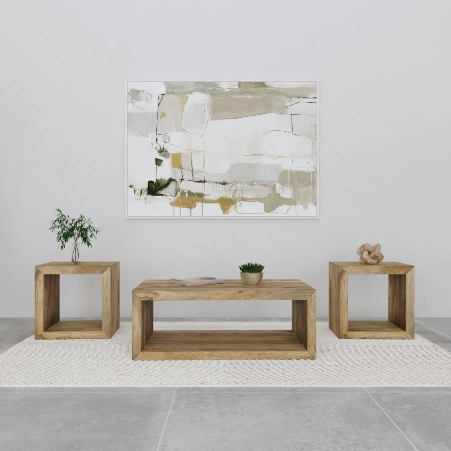 Benton Solid Mango Coffee and End Table Set Natural - Image 2