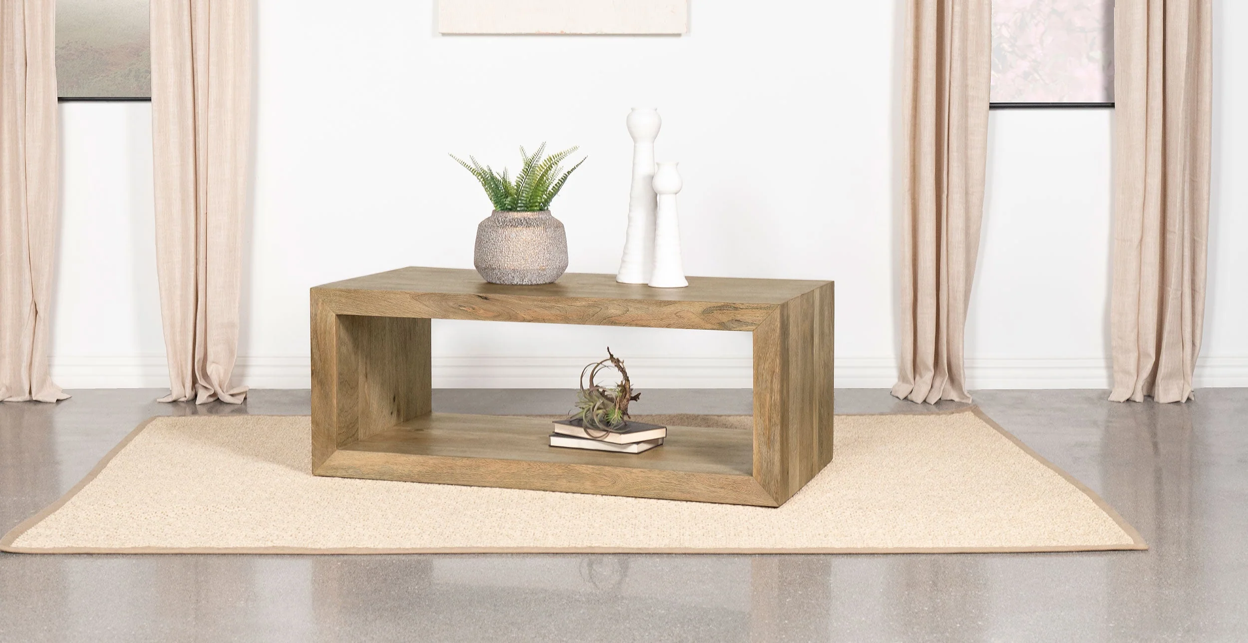 Benton Rectangular Solid Wood Coffee Table Natural - Image 3