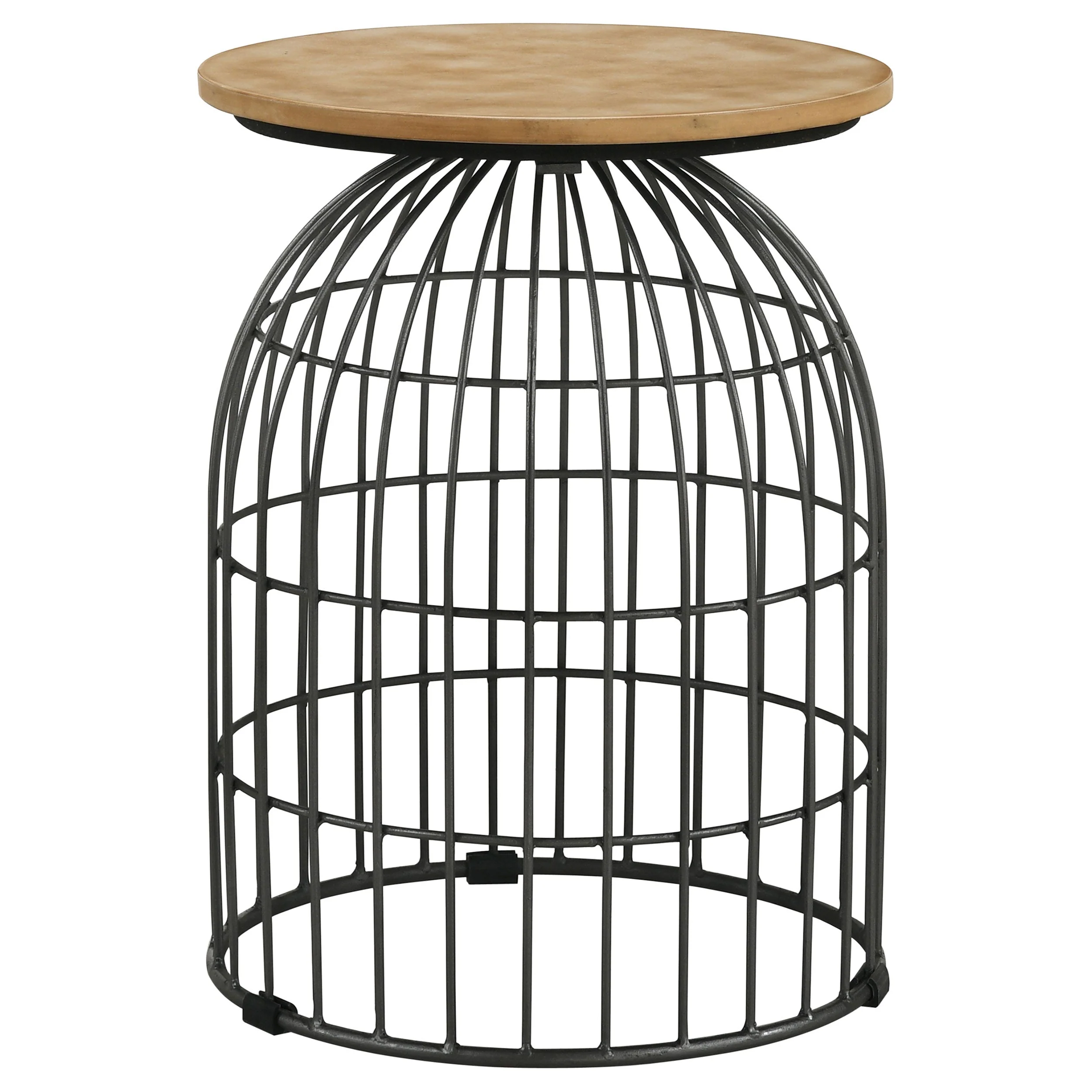 Bernardo Round Wire Frame Side Table Natural and Gunmetal - Image 2